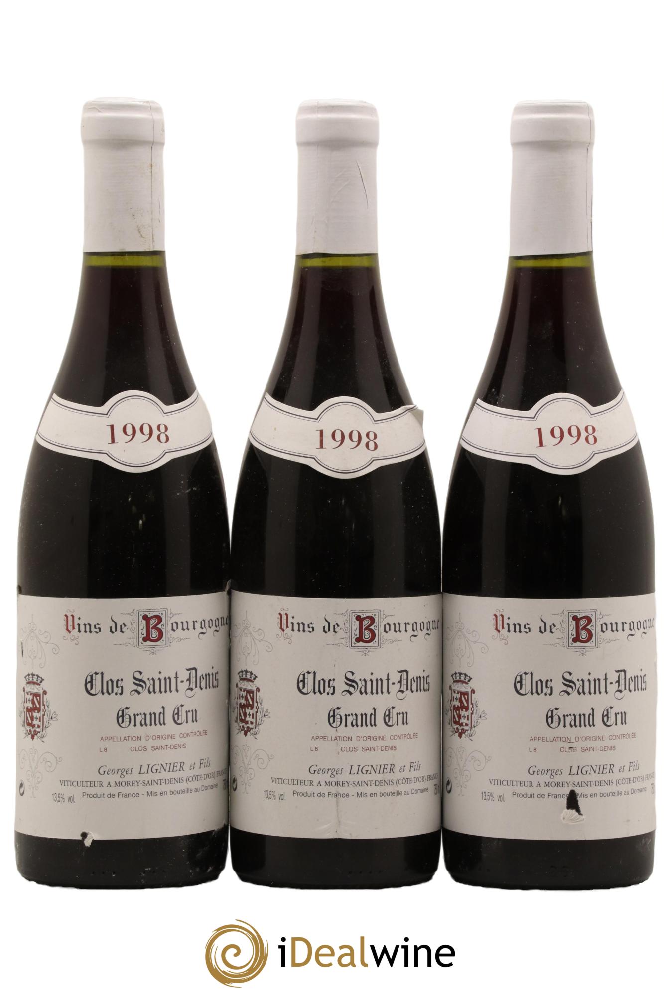 Clos Saint-Denis Grand Cru Georges Lignier (Domaine) 1998 - Lot de 3 bouteilles - 0