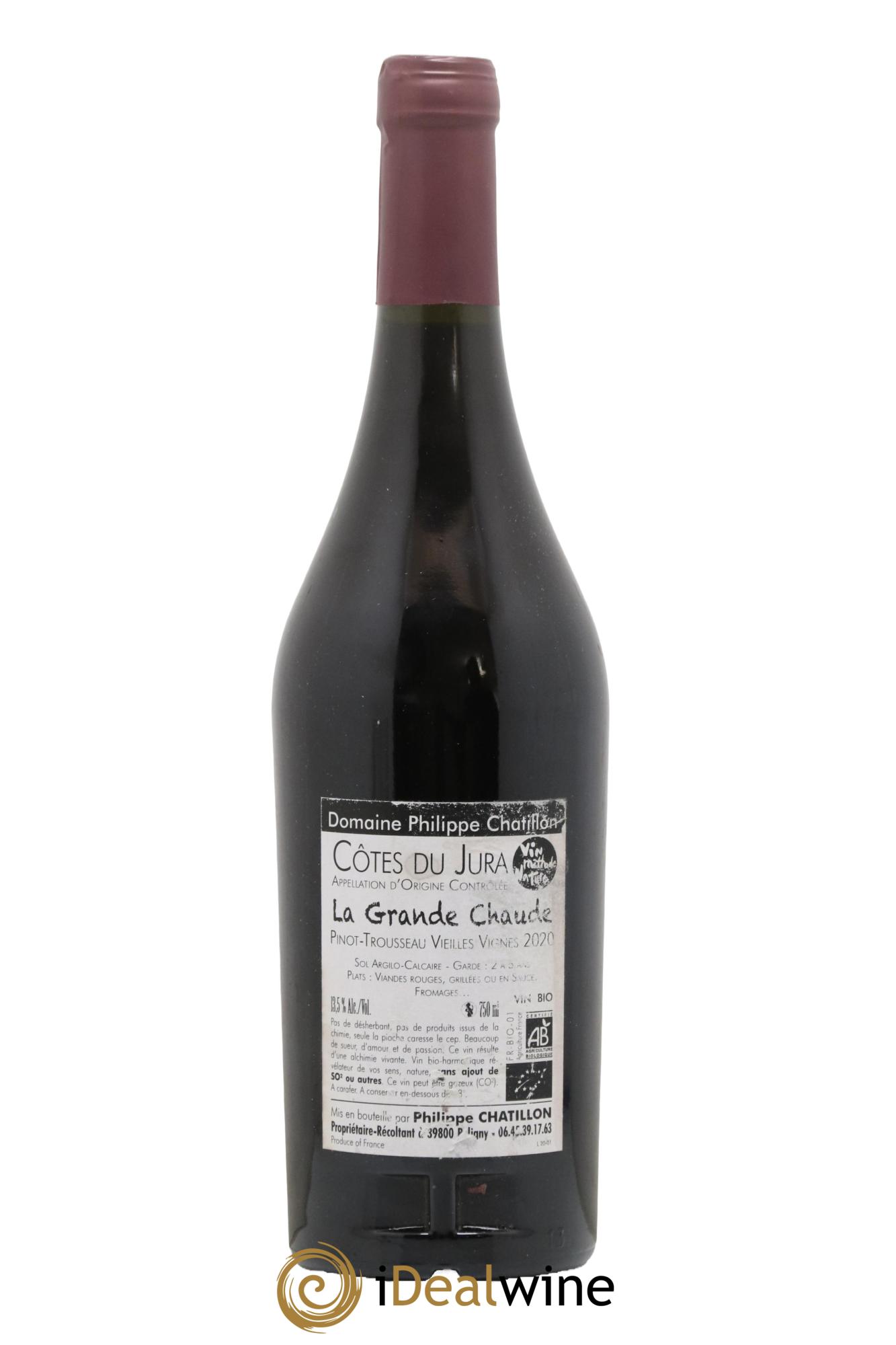 Côtes du Jura La Grande Chaude Philippe Chatillon  2020 - Lotto di 1 bottiglia - 1