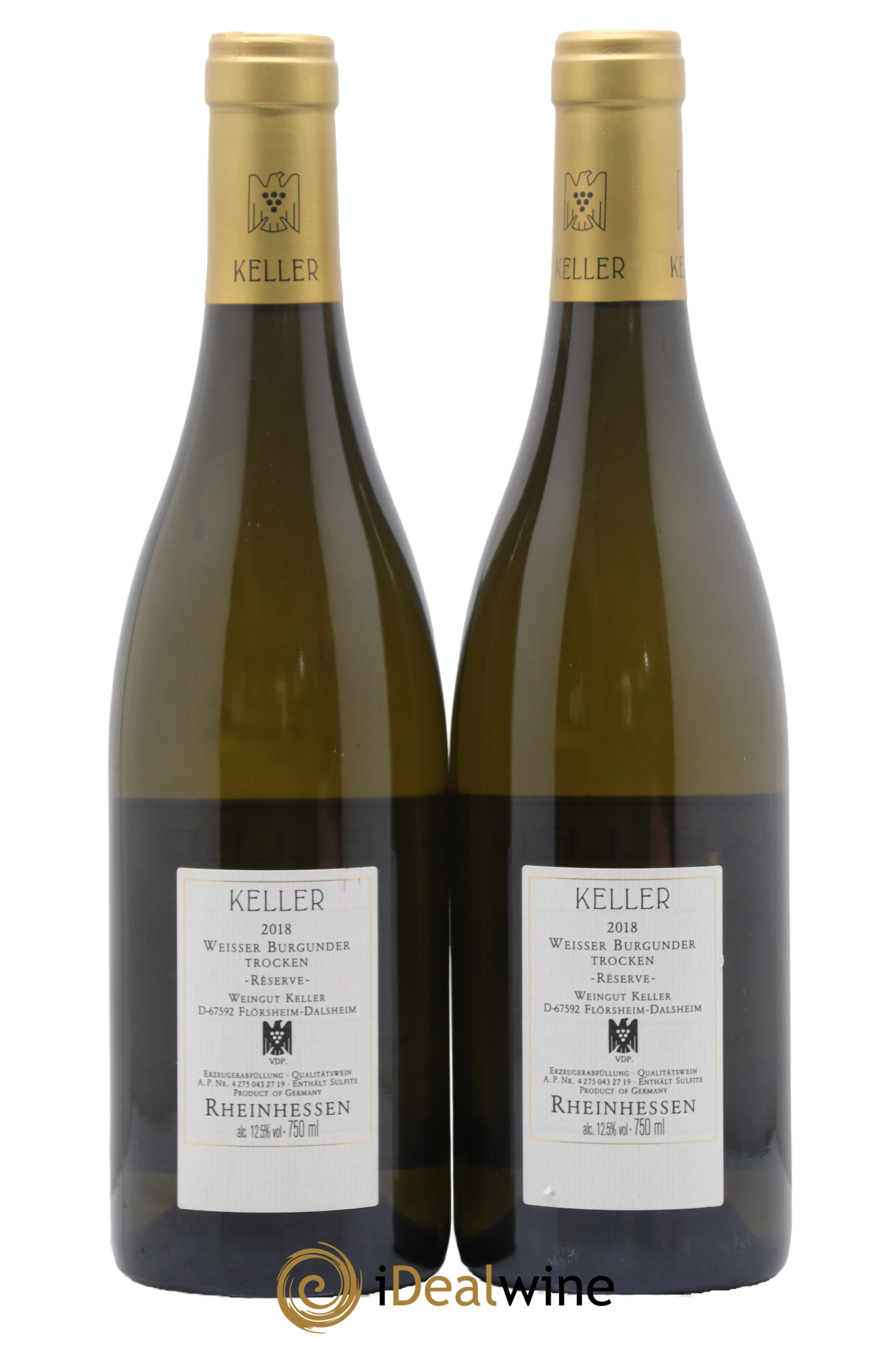 Allemagne Rheinhessen Weisser Burgunder  Trocken Réserve Keller 2018 - Posten von 2 Flaschen - 1
