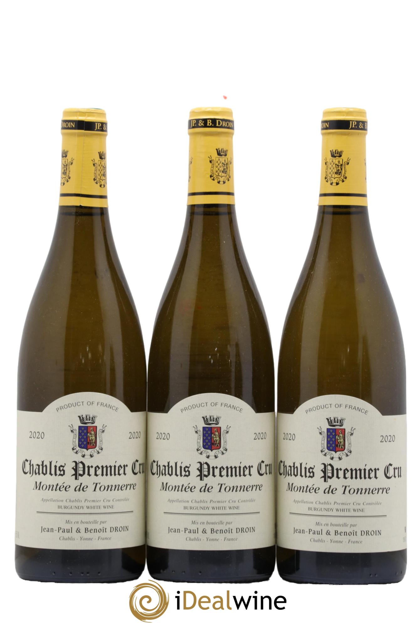 Chablis 1er Cru Montée de Tonnerre Jean-Paul & Benoît Droin (Domaine) 2020 - Lot de 3 bouteilles - 0