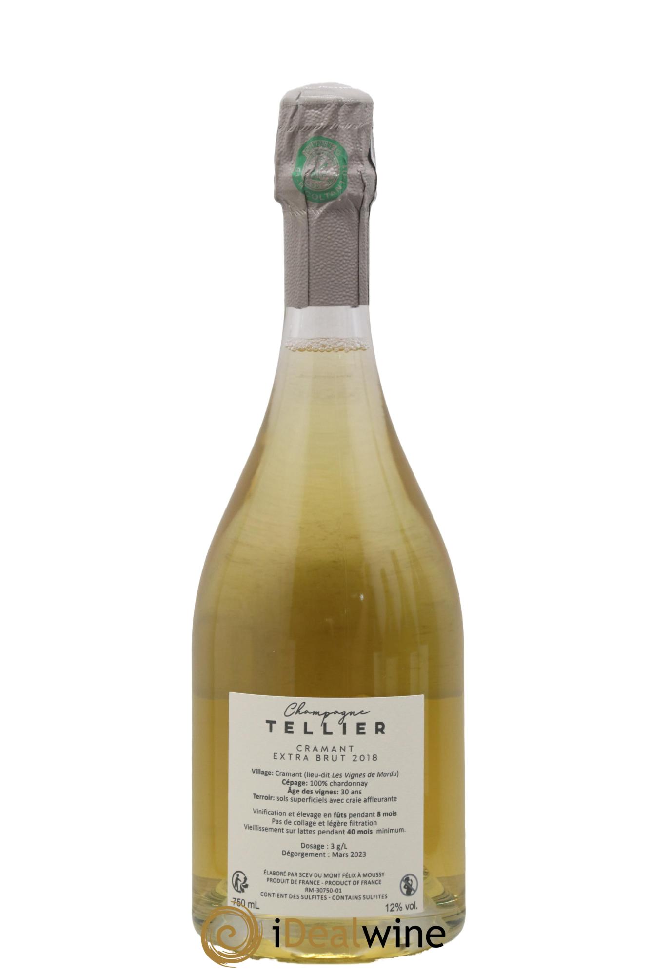 Cramant Blanc de Blancs Grand Cru Extra-Brut Tellier 2018 - Posten von 1 Flasche - 1