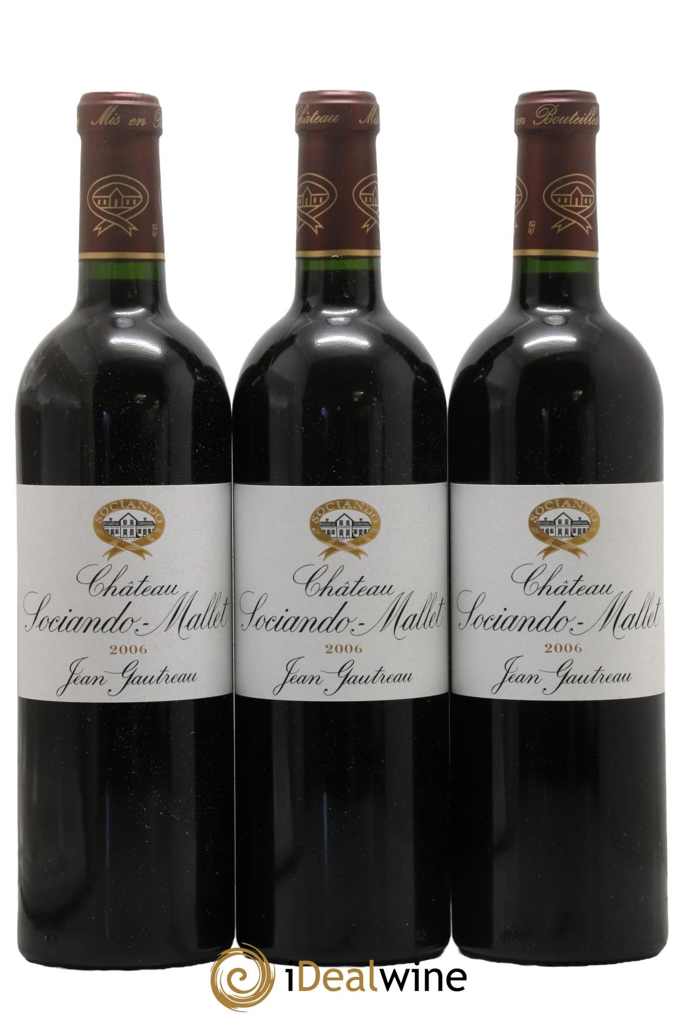 Château Sociando Mallet 2006 - Lotto di 3 bottiglie - 0