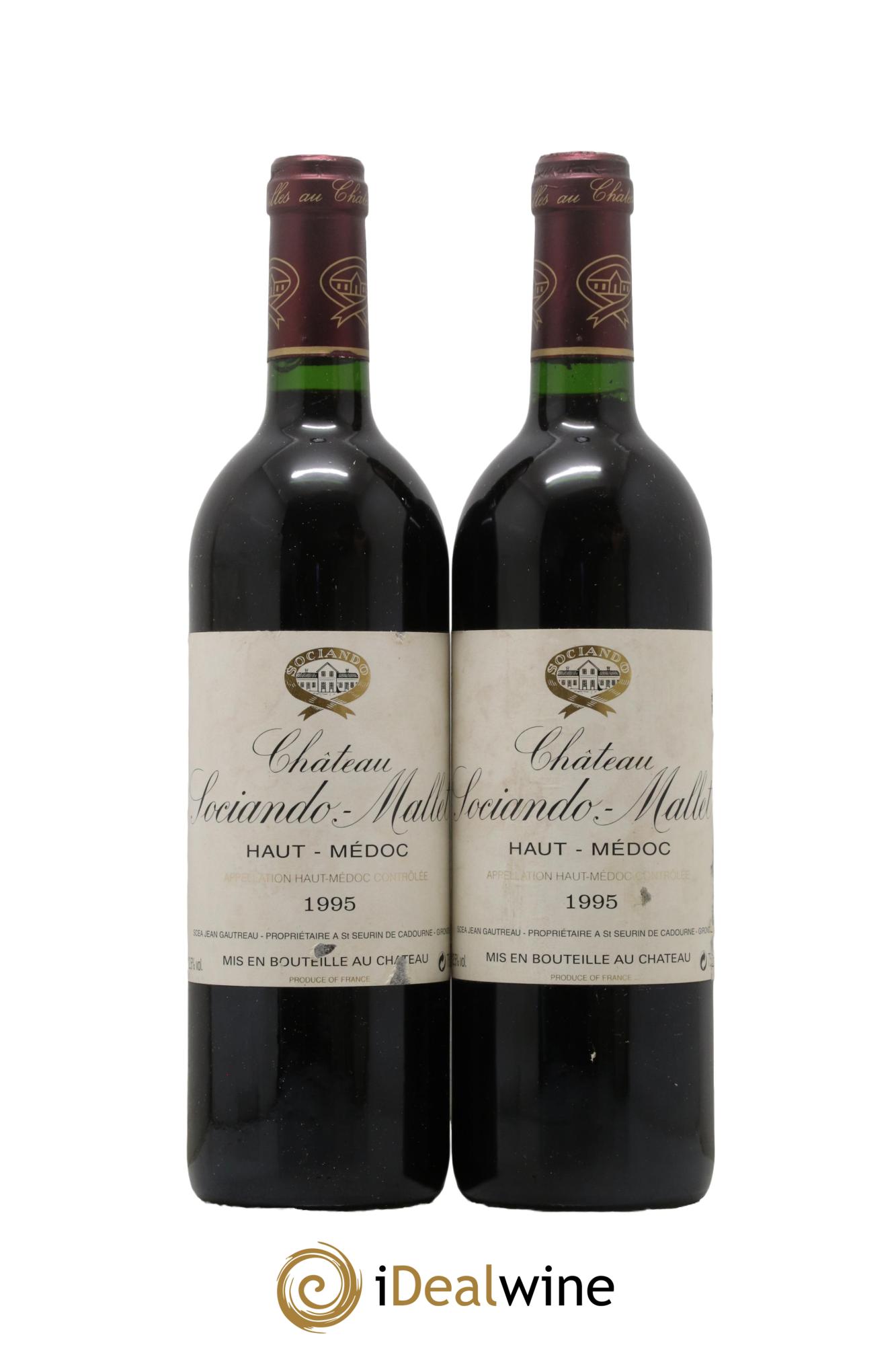 Château Sociando Mallet 1995 - Lot de 2 bouteilles - 0