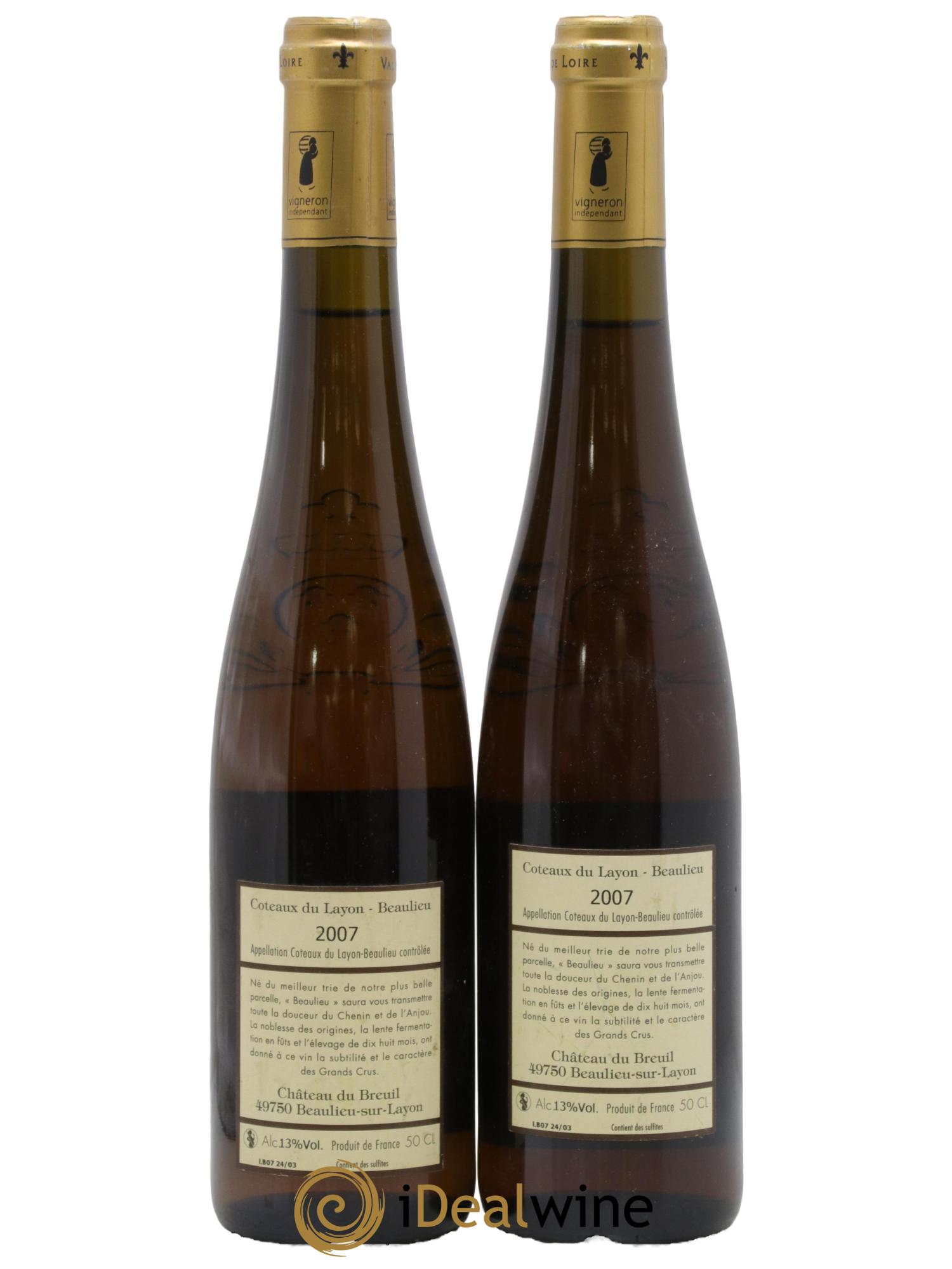 Coteaux du Layon Beaulieu Château Du Breuil 2007 - Lotto di 2 formati 50cl - 1
