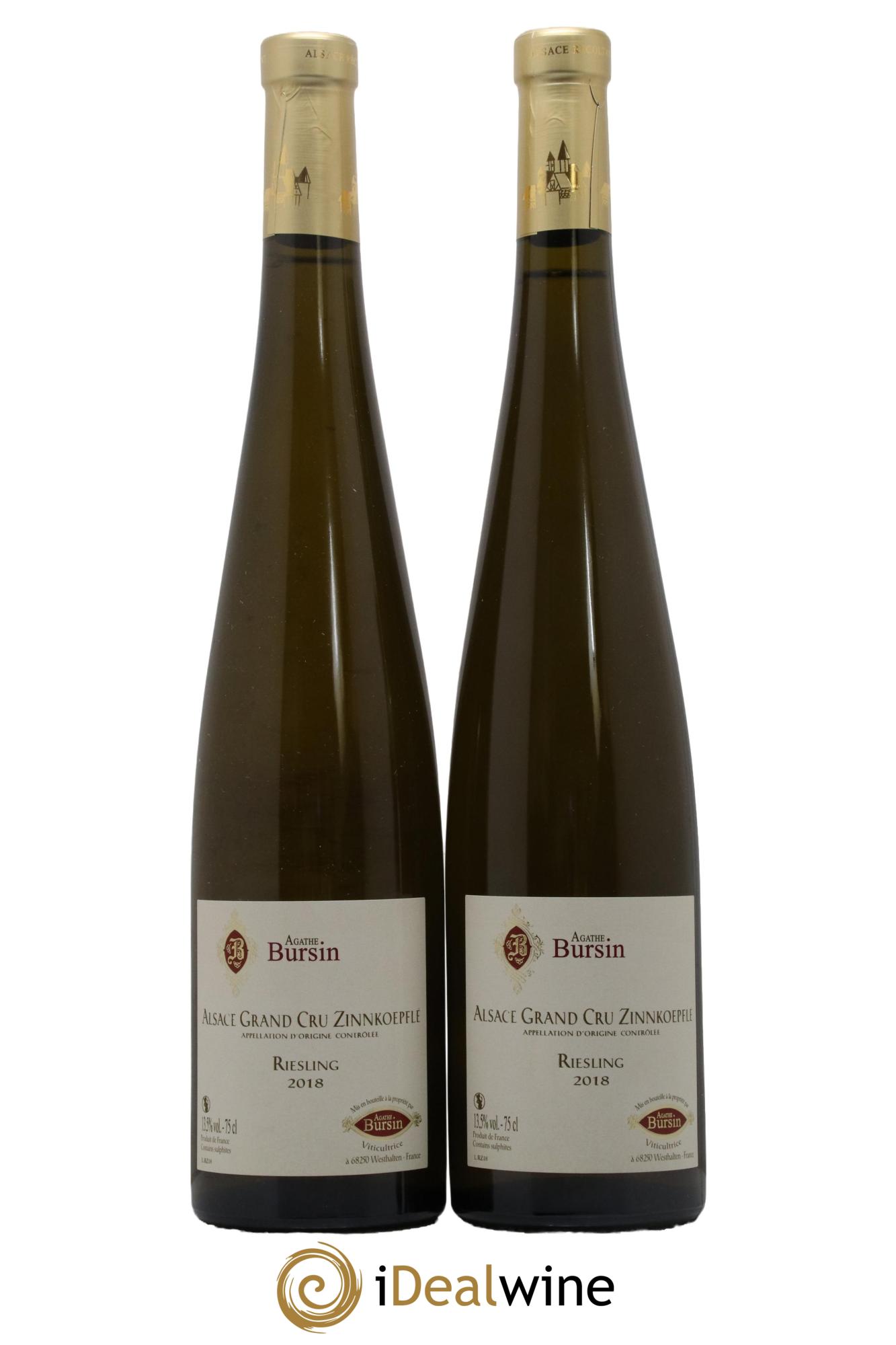 Alsace Riesling Grand Cru Zinnkoepflé Agathe Bursin 2018 - Lot de 2 bouteilles - 0