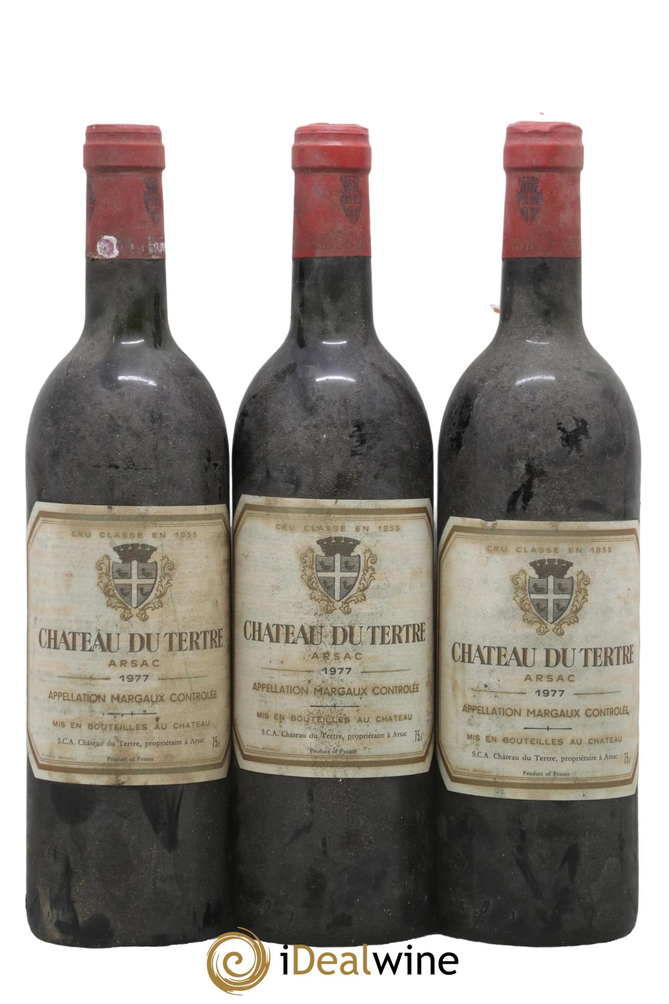 Château du Tertre 5ème Grand Cru Classé 1977 - Lotto di 3 bottiglie - 0