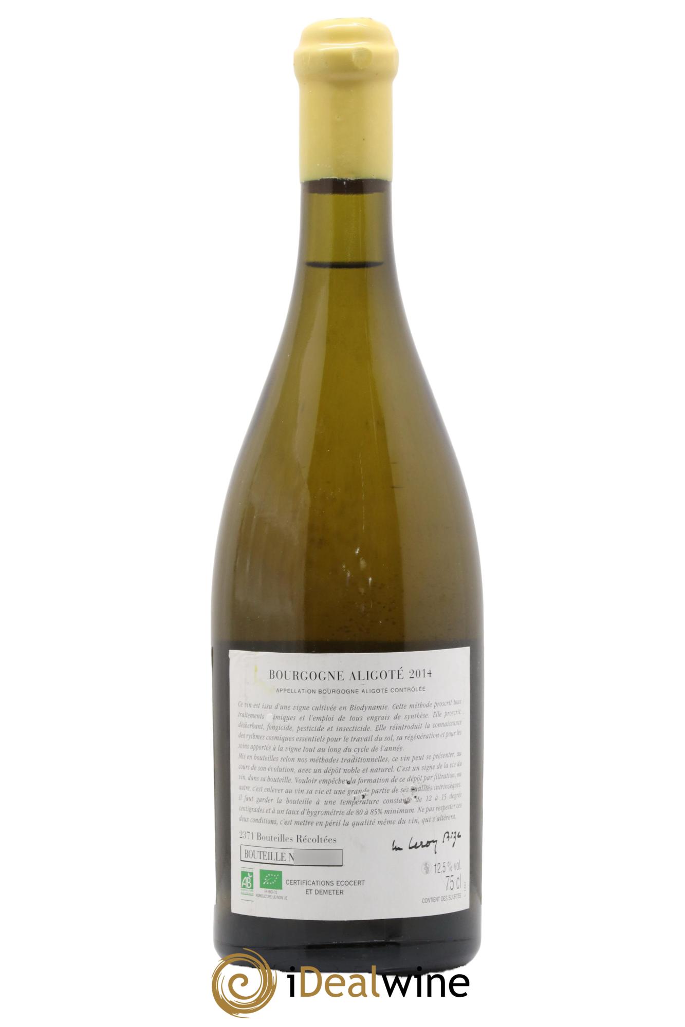 Bourgogne Aligoté Sous Chatelet d'Auvenay (Domaine) 2014 - Lot de 1 bouteille - 1