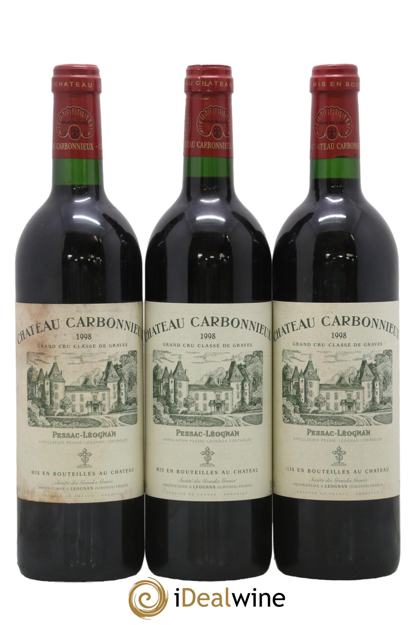 Château Carbonnieux Cru Classé de Graves  1998 - Lot de 3 bouteilles - 0