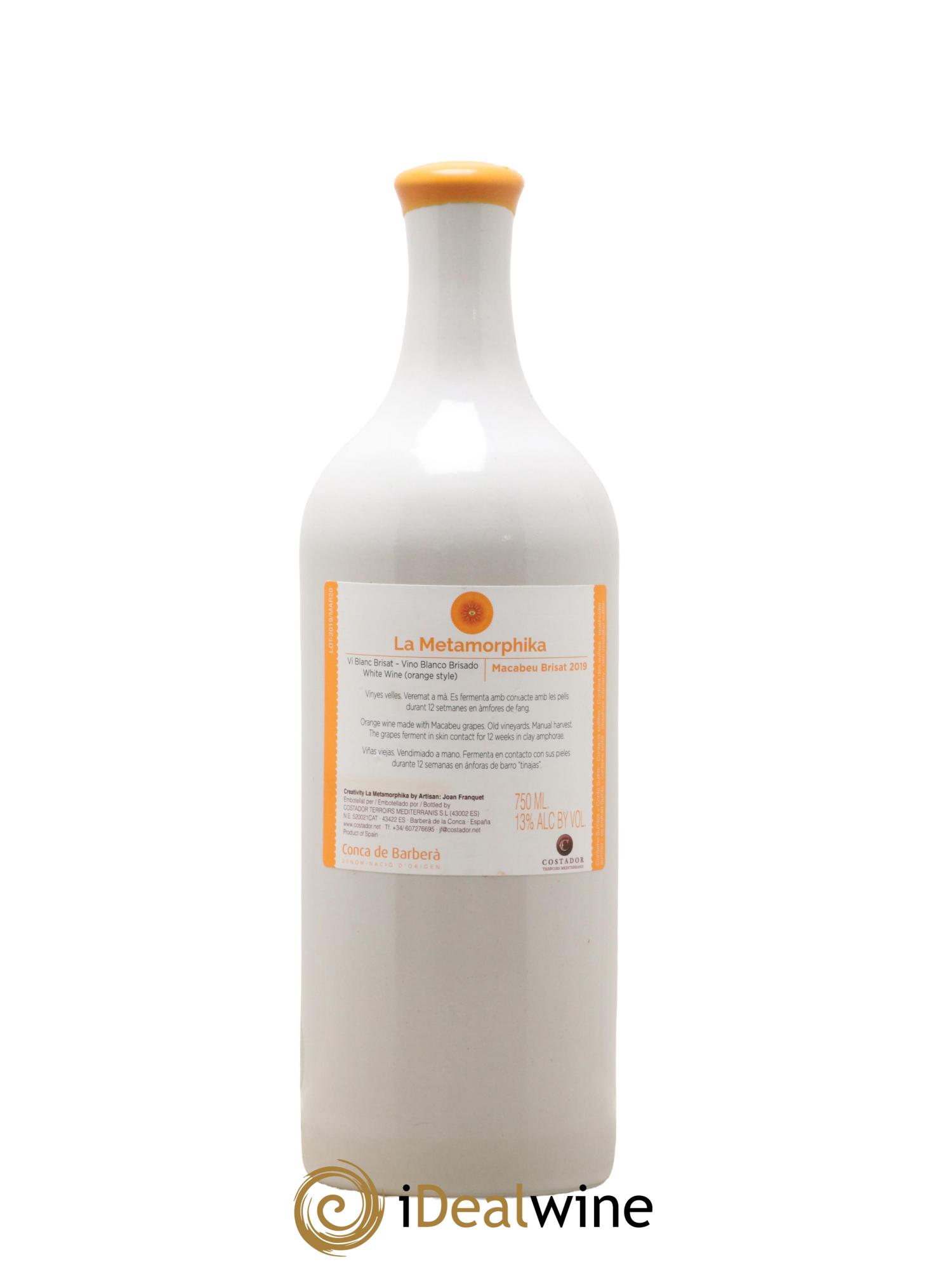Espagne Metamorphika Macabeu Brisat Domaine Costador Joan Franquets 2019 - Lot de 1 bouteille - 1