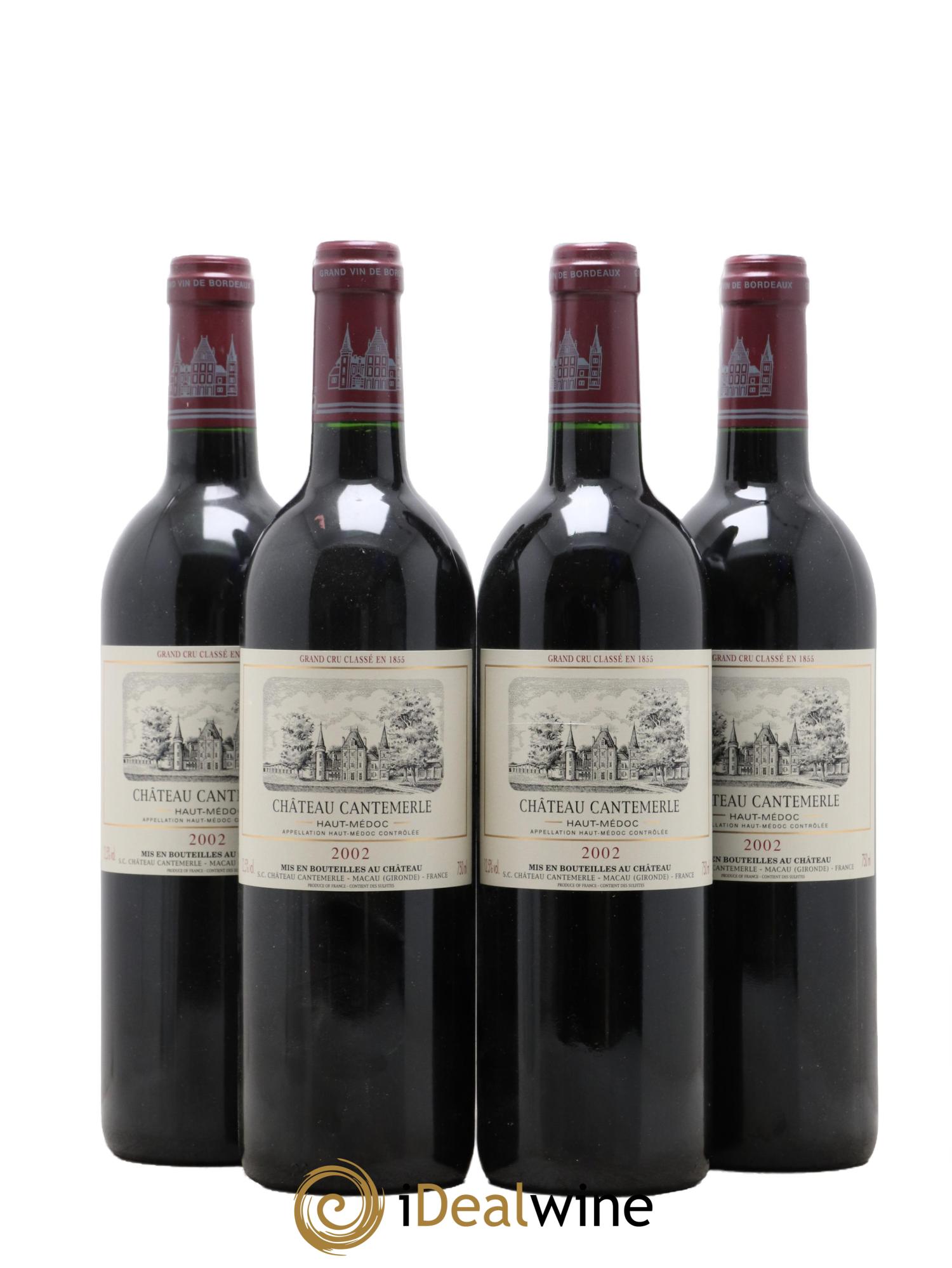 Château Cantemerle 5ème Grand Cru Classé 2002 - Lotto di 4 bottiglie - 0