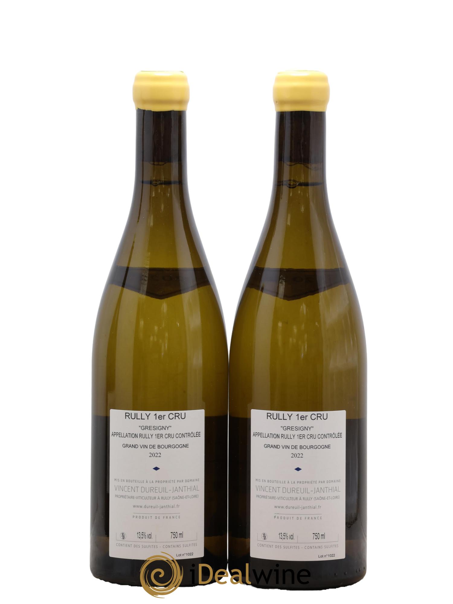Rully 1er Cru Grésigny Vieilles Vignes Vincent Dureuil-Janthial 2022 - Lot de 2 bouteilles - 1