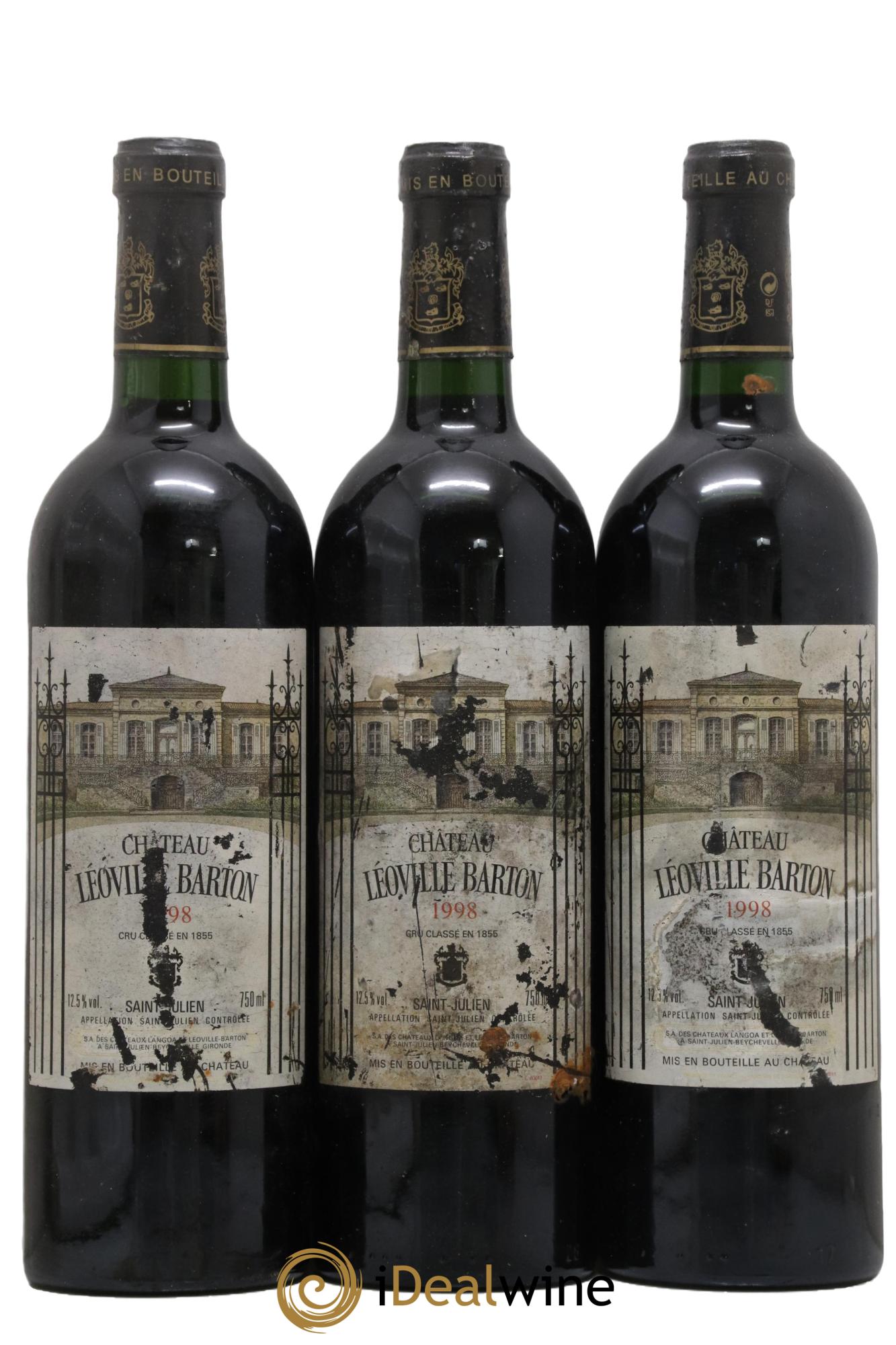 Château Léoville Barton 2ème Grand Cru Classé 1998 - Lotto di 3 bottiglie - 0