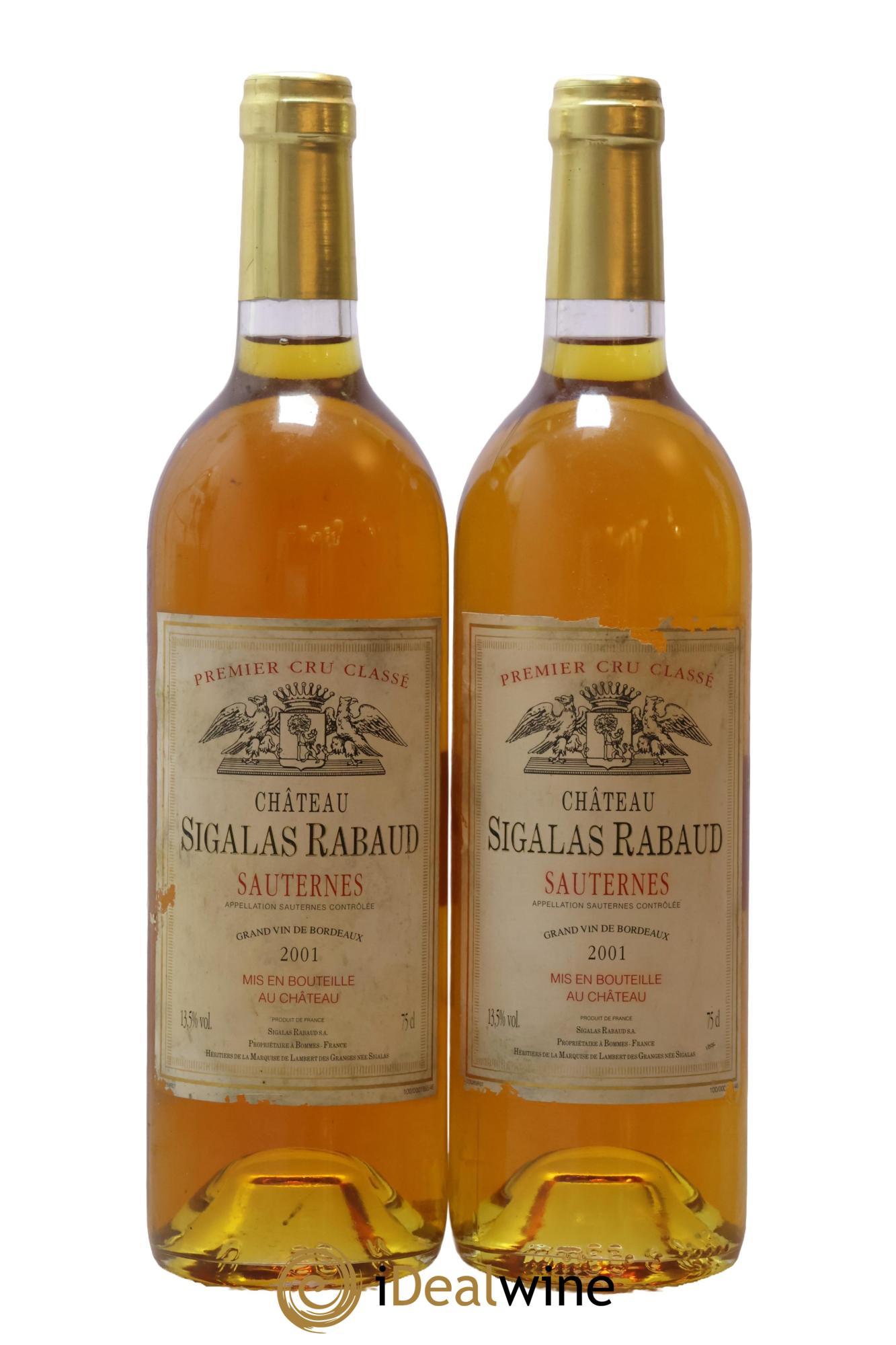 Château Sigalas Rabaud 1er Grand Cru Classé 2001 - Lotto di 2 bottiglie - 0