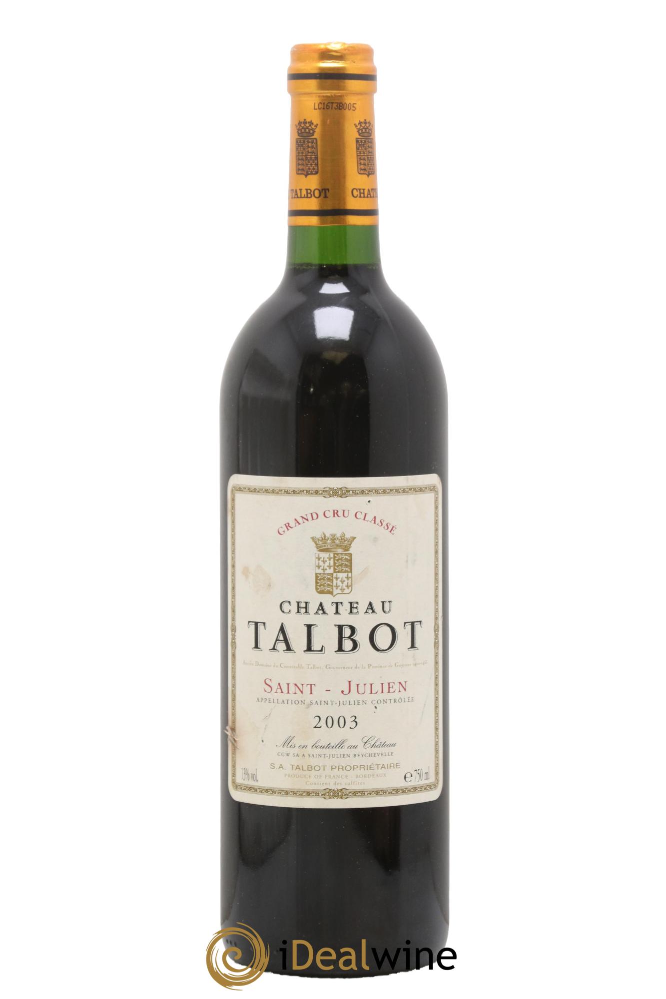 Château Talbot 4ème Grand Cru Classé 2003 - Lot of 1 bottle - 0