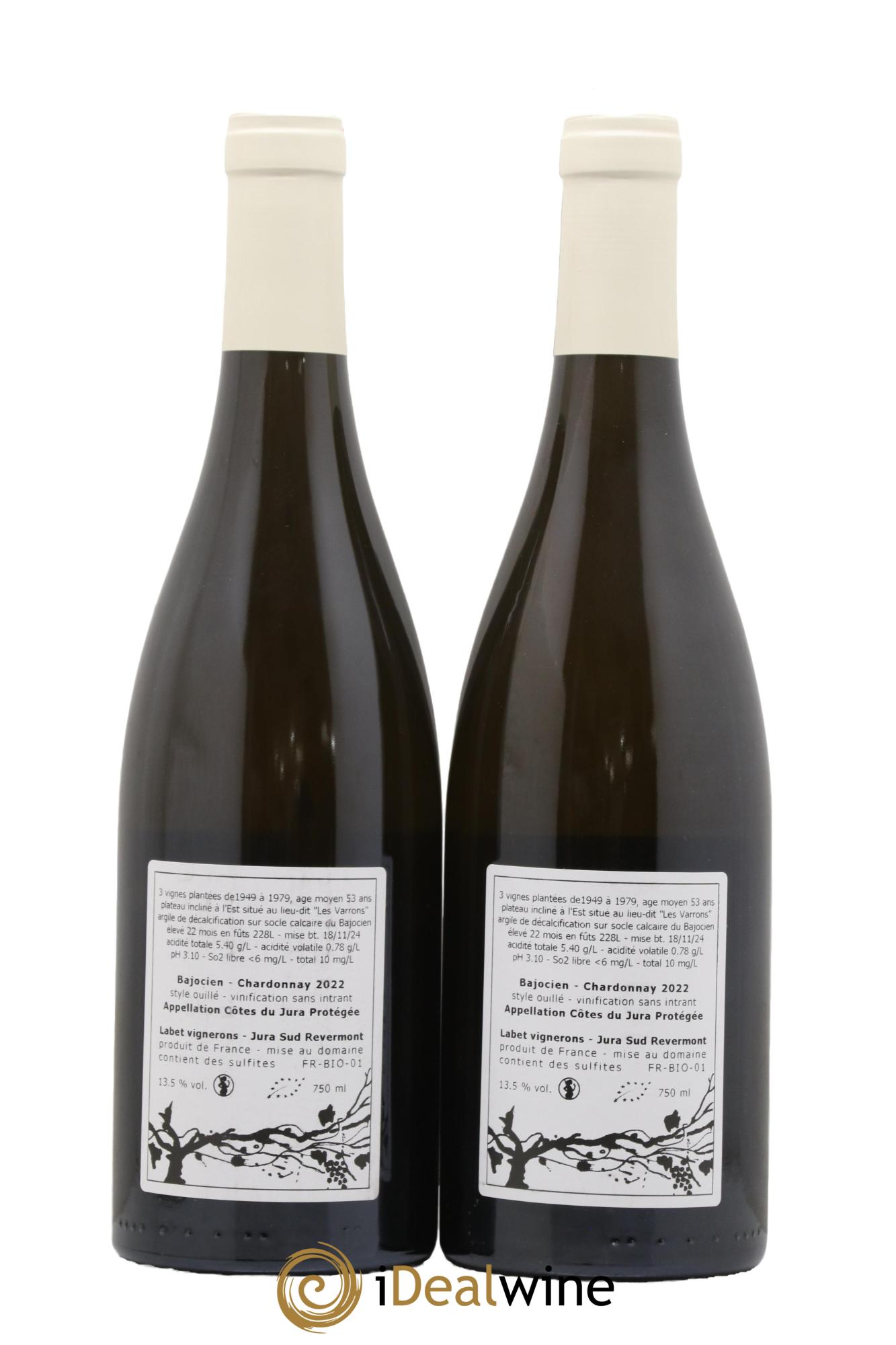 Côtes du Jura Chardonnay Bajocien Romain - Julien - Charline Labet 2022 - Lot de 2 bouteilles - 1