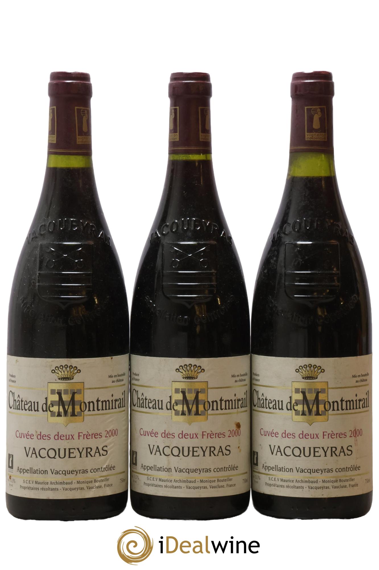 Vacqueyras Cuvee Des Deux Frères Château De Montmirail 2000 - Lot of 3 bottles - 0