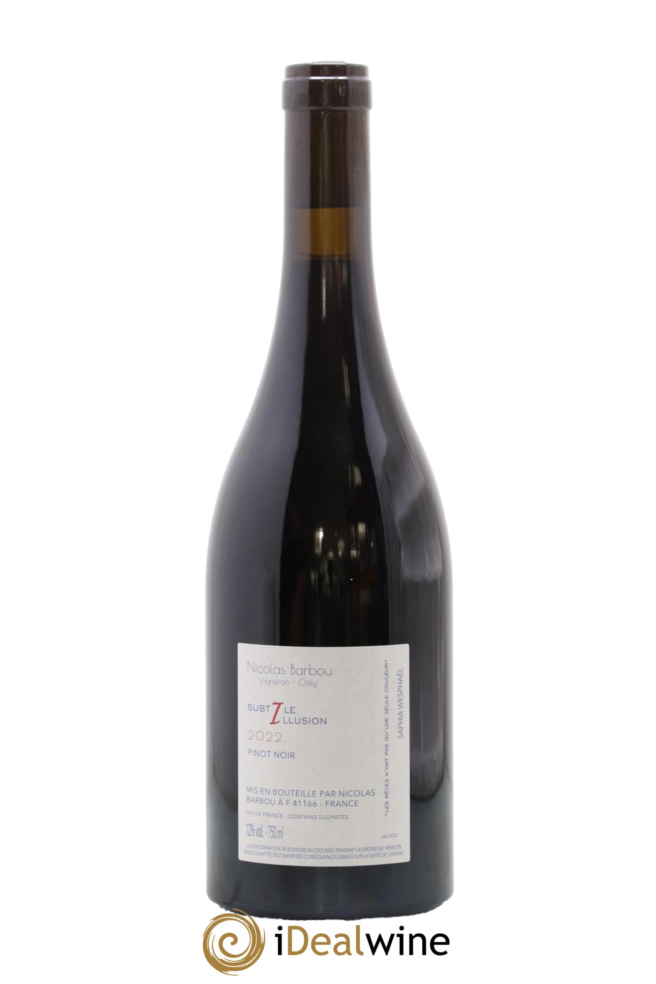 Vin de France Subtile illusion Pinot Noir Nicolas Barbou 2022 - Lot de 1 bouteille - 1