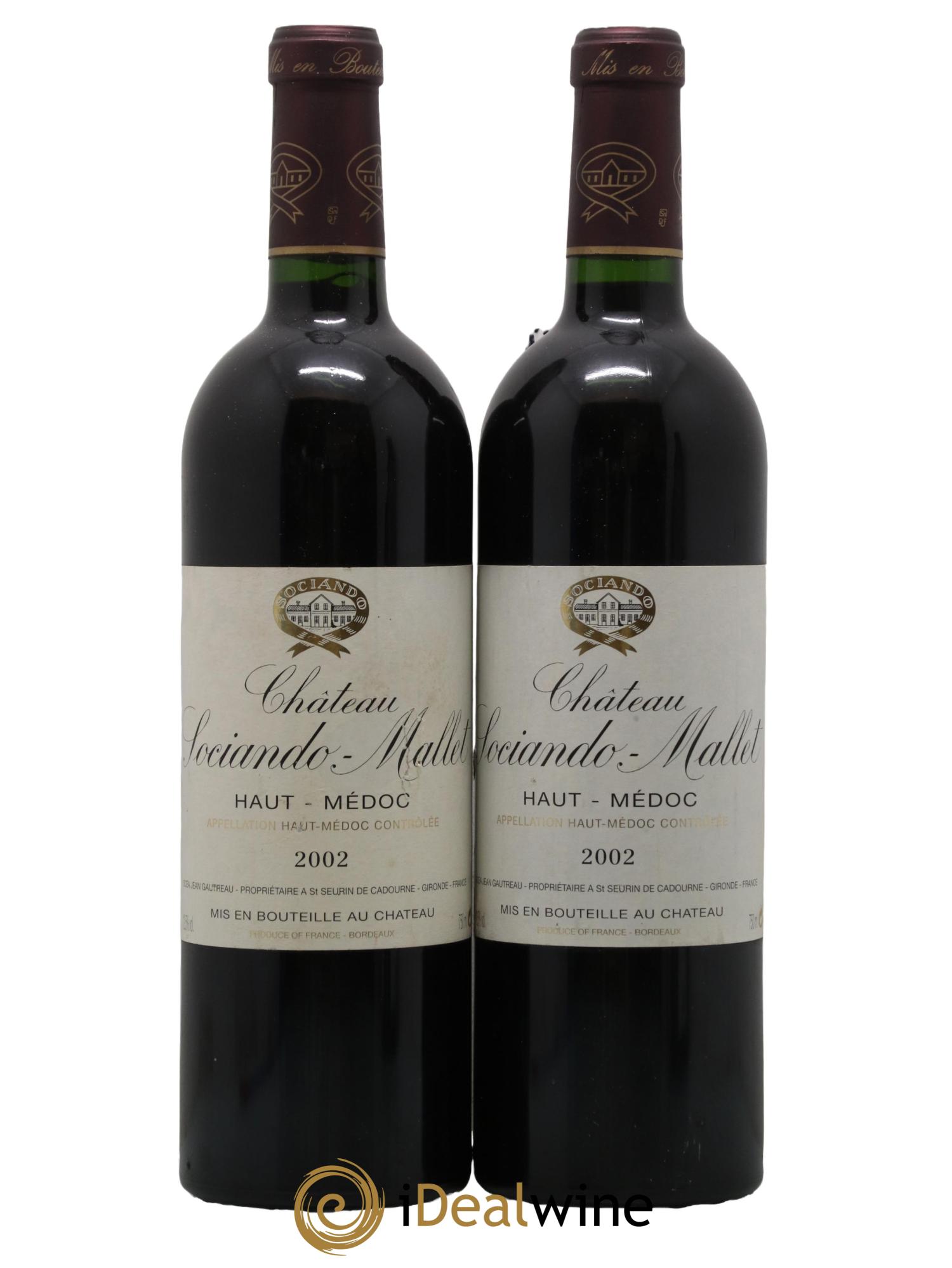 Château Sociando Mallet 2002 - Lotto di 2 bottiglie - 0