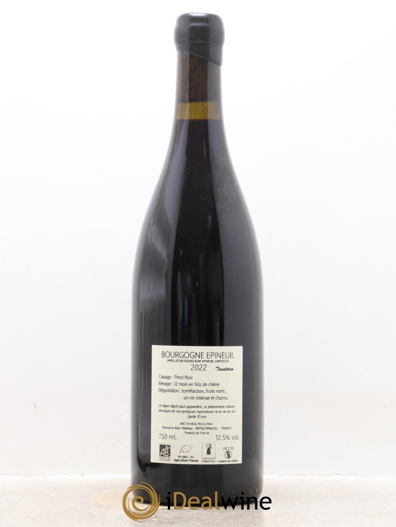 Bourgogne Epineuil Tradition Domaine Alain Mathias 2022 - Lot de 1 bouteille - 1