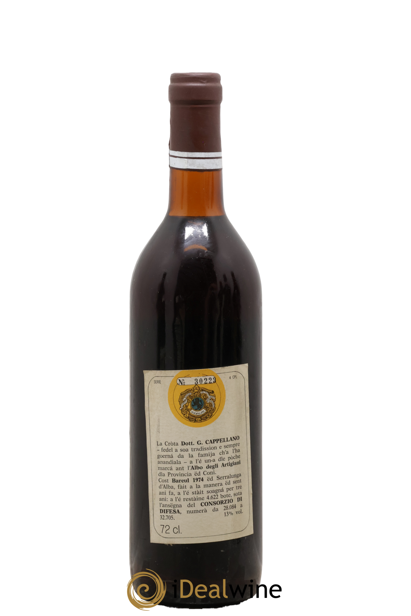 Barolo DOCG Cappellano 1974 - Lot de 1 bouteille - 1