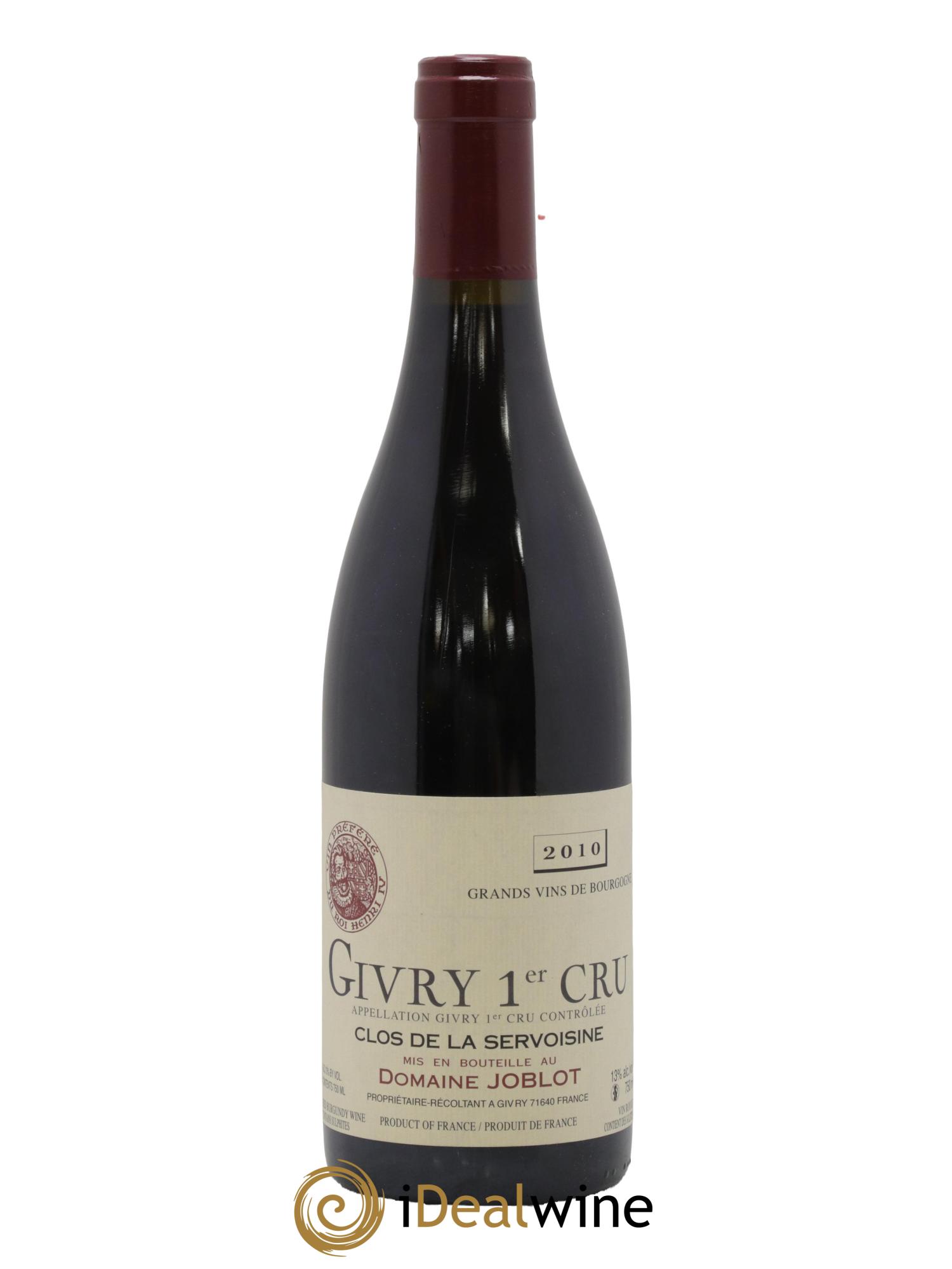 Givry 1er Cru Servoisine Joblot (Domaine) 2010 - Lot de 1 bouteille - 0