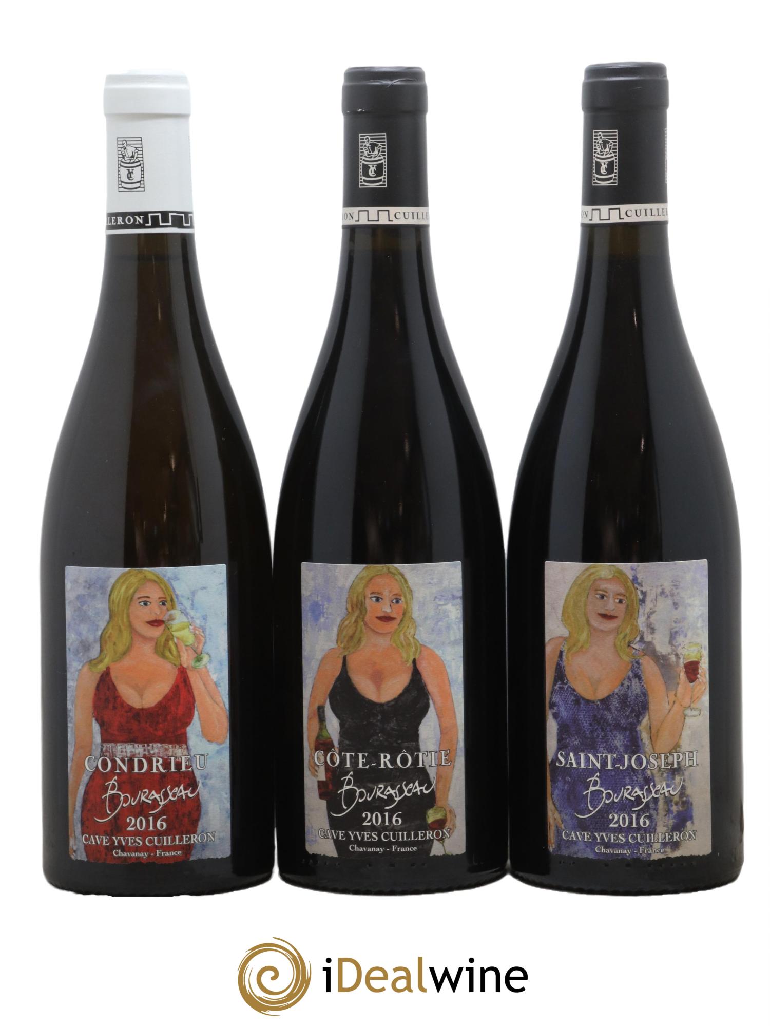 Condrieu - Saint-Joseph - Côte-Rôtie Caisse 3 appellations Bourasseau Yves Cuilleron (Domaine) 2016 - Lot de 3 bouteilles - 0