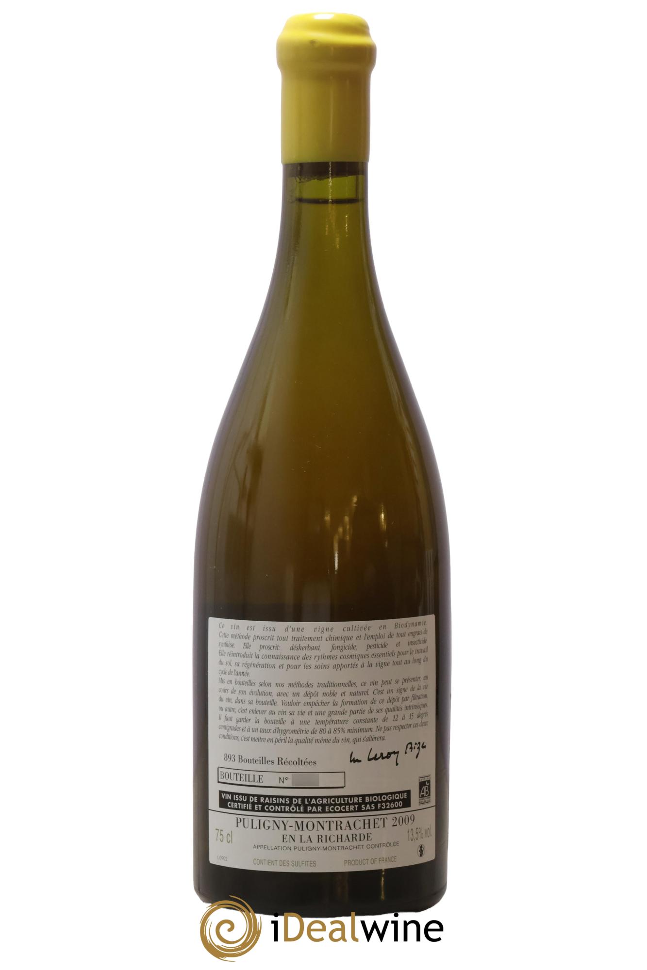 Puligny-Montrachet En La Richarde d'Auvenay (Domaine) 2009 - Lot de 1 bouteille - 1