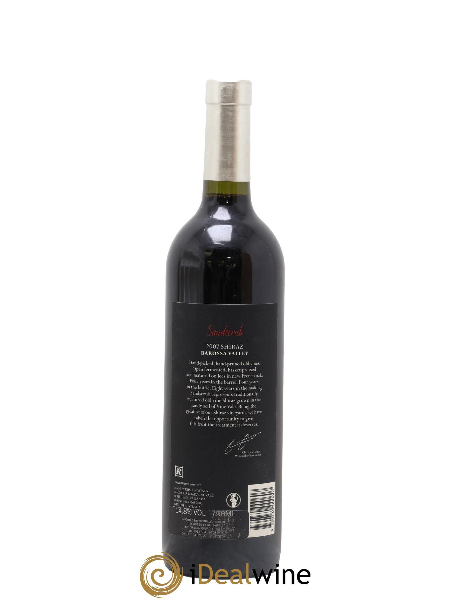 Barossa Valley Sandscrub Shiraz Rusden 2007 - Lot de 1 bouteille - 1