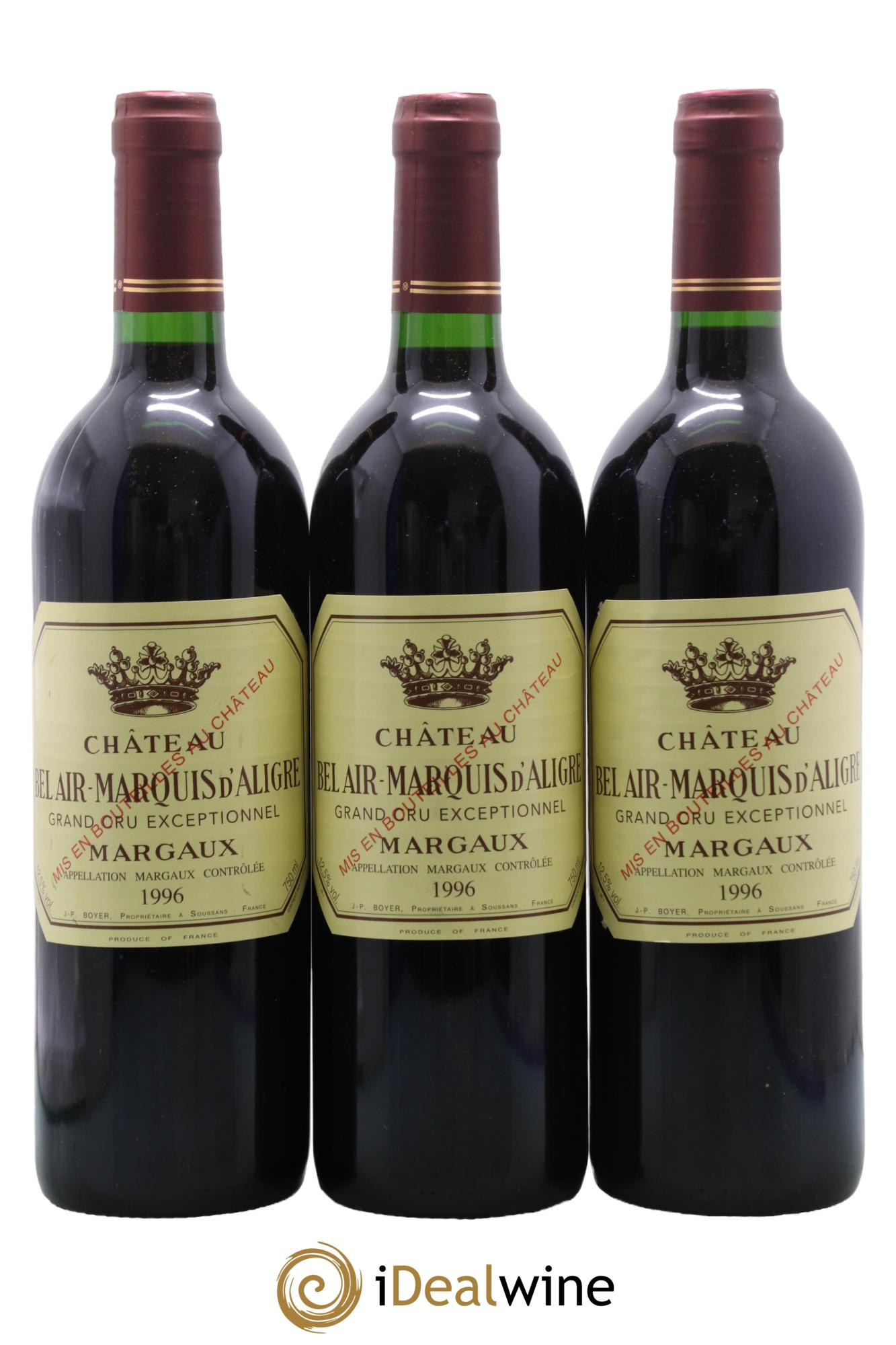 Château Bel Air Marquis d'Aligre 1996 - Lot de 3 bouteilles - 0