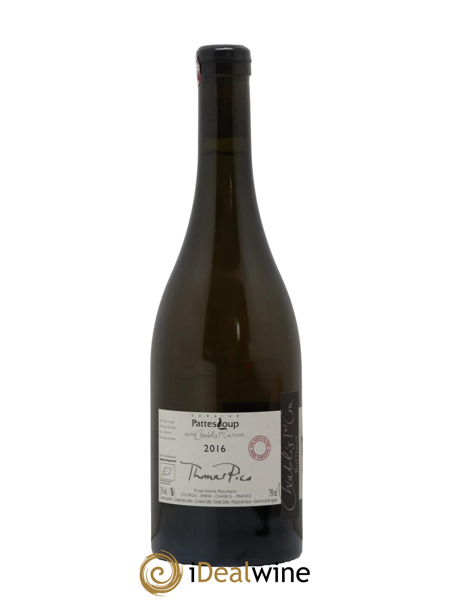 Chablis 1er Cru Butteaux Pattes Loup (Domaine) 2016 - Lot de 1 bouteille - 1