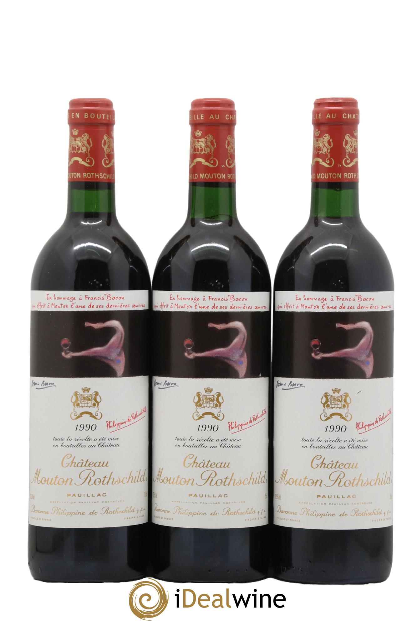 Château Mouton Rothschild 1er Grand Cru Classé 1990 - Lot of 3 bottles - 0