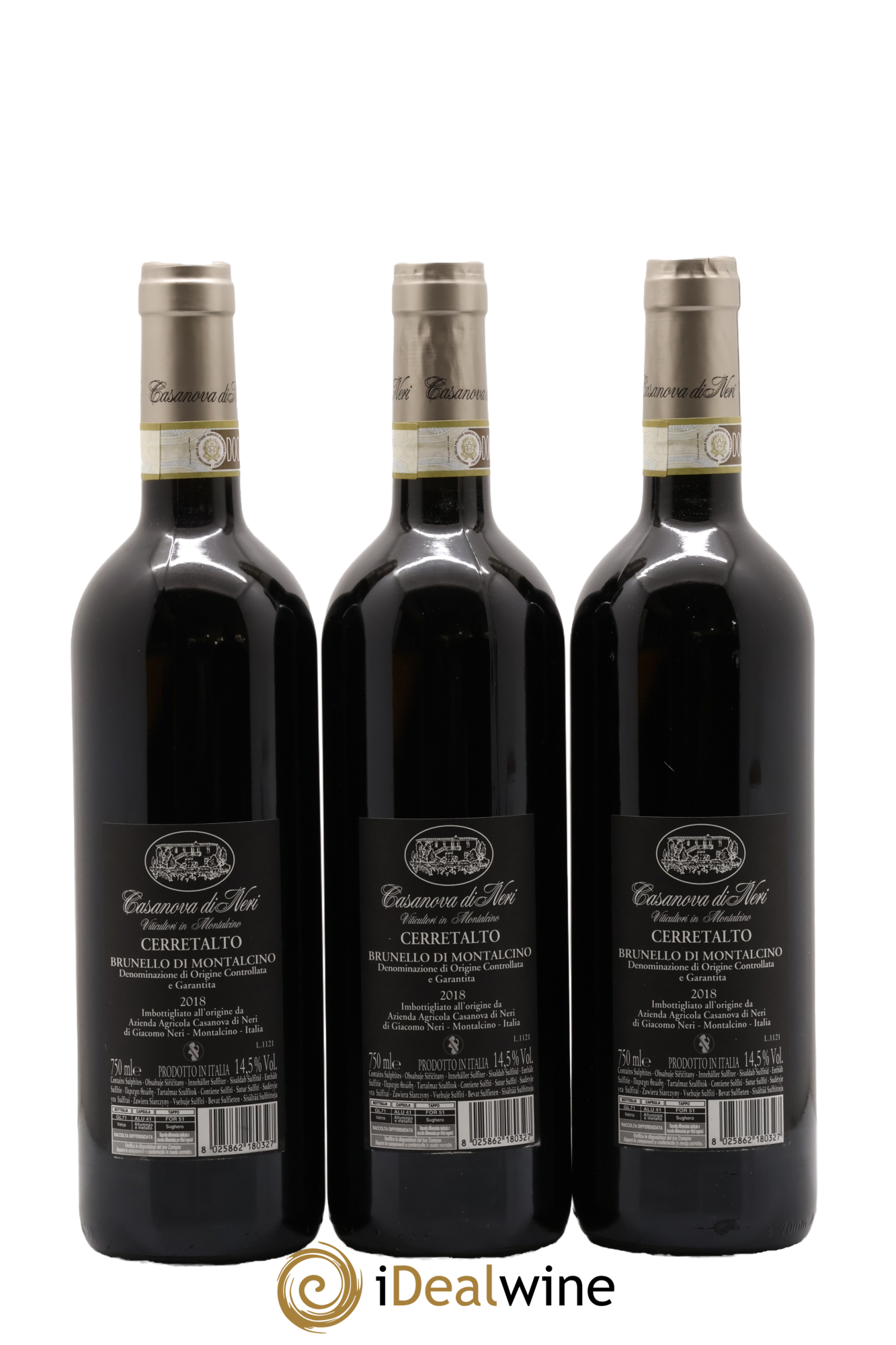 Brunello di Montalcino DOCG Cerretalto Casanova di Neri - Giacomo Neri 2018 - Lot de 3 bouteilles - 1