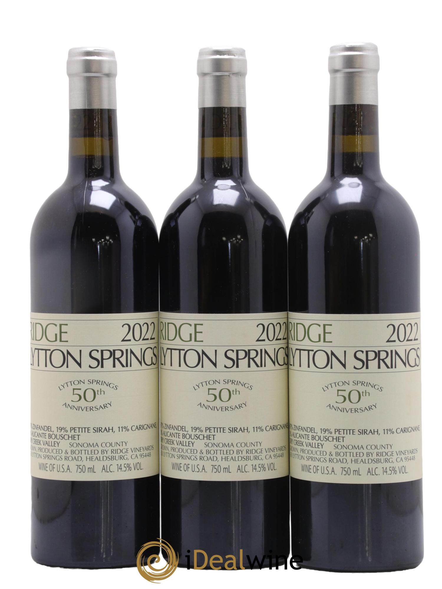 Dry Creek Valley Lytton Springs Ridge Vineyards 2022 - Lotto di 3 bottiglie - 0