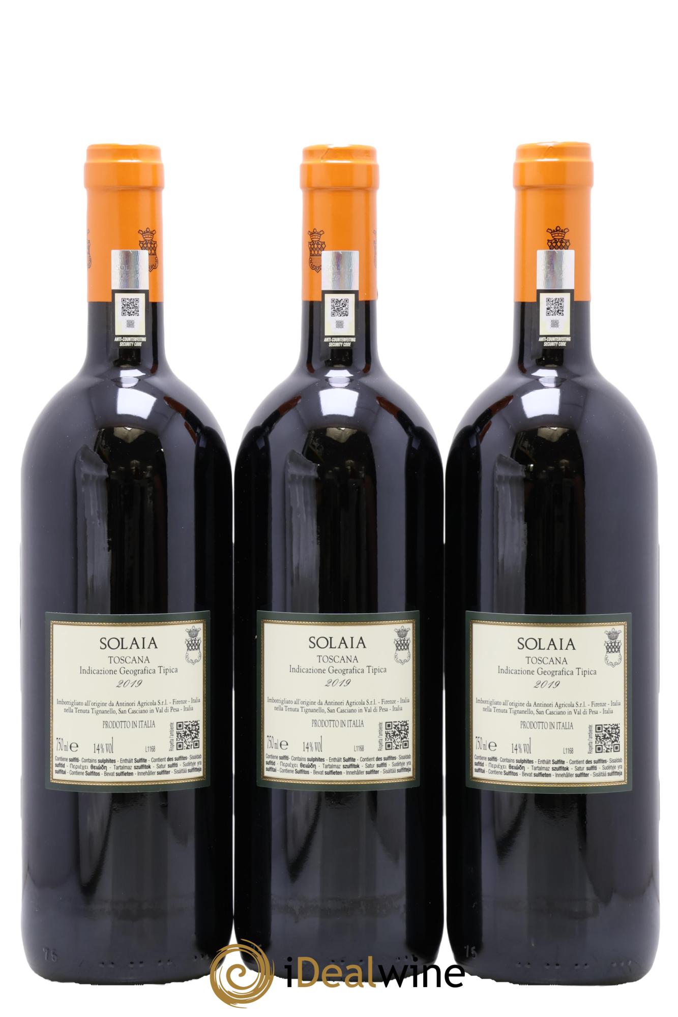 Toscana IGT Solaia Tenuta Tignanello - Marchesi Antinori 2019 - Lot de 3 bouteilles - 1