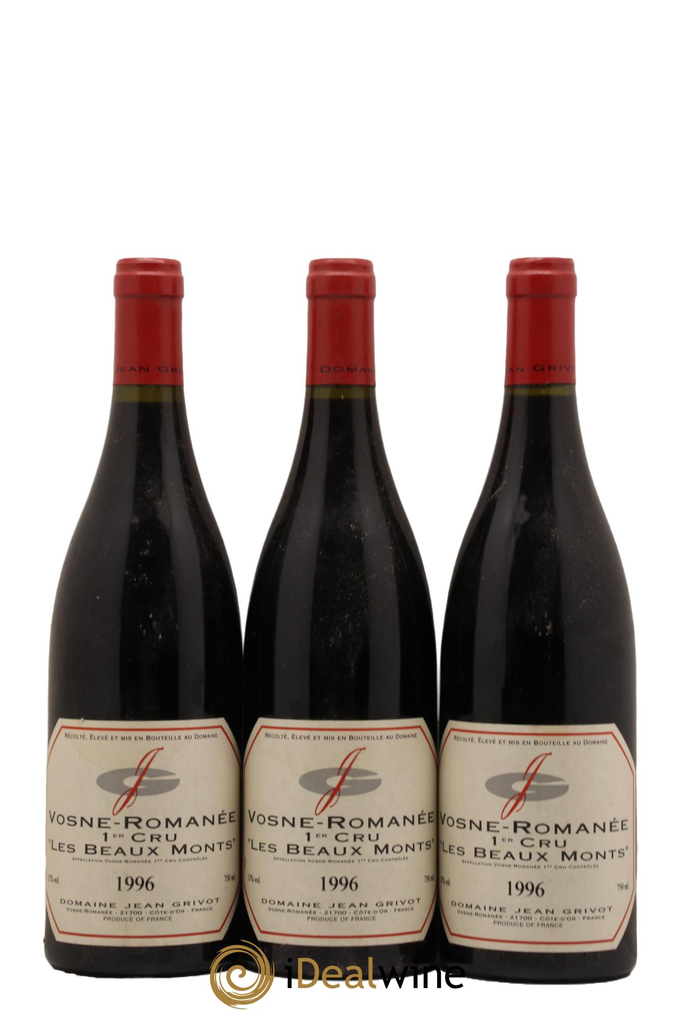 Vosne-Romanée 1er Cru Les Beaux-Monts Jean Grivot 1996 - Lot de 3 bouteilles - 0