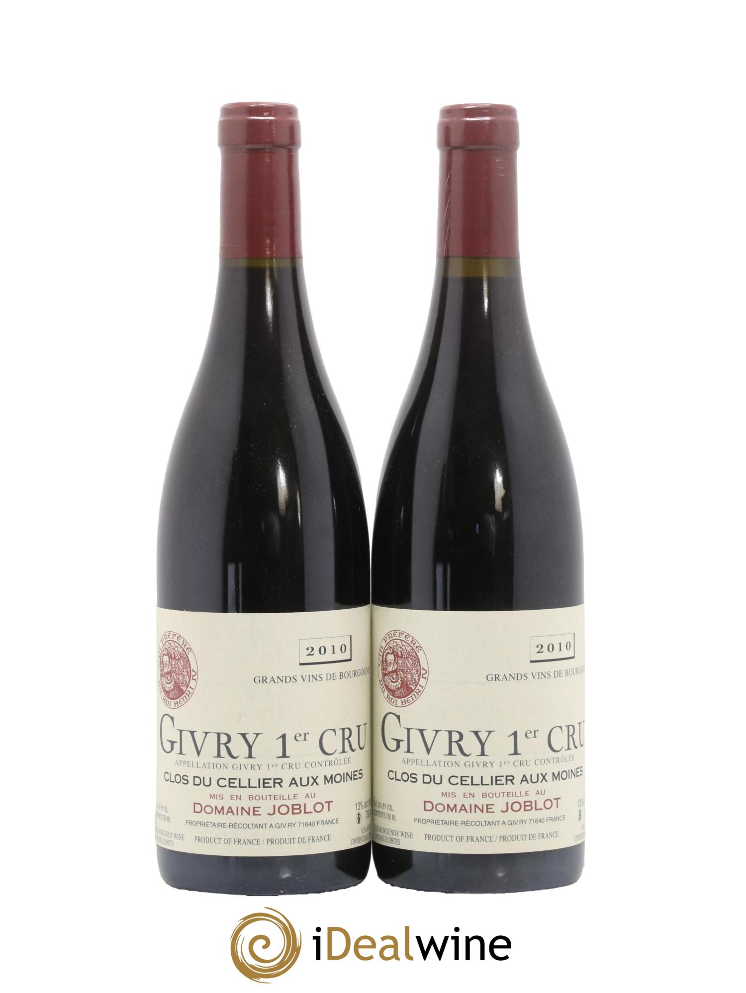 Givry 1er Cru Clos du Cellier aux Moines Joblot (Domaine) 2010 - Lot de 2 bouteilles - 0