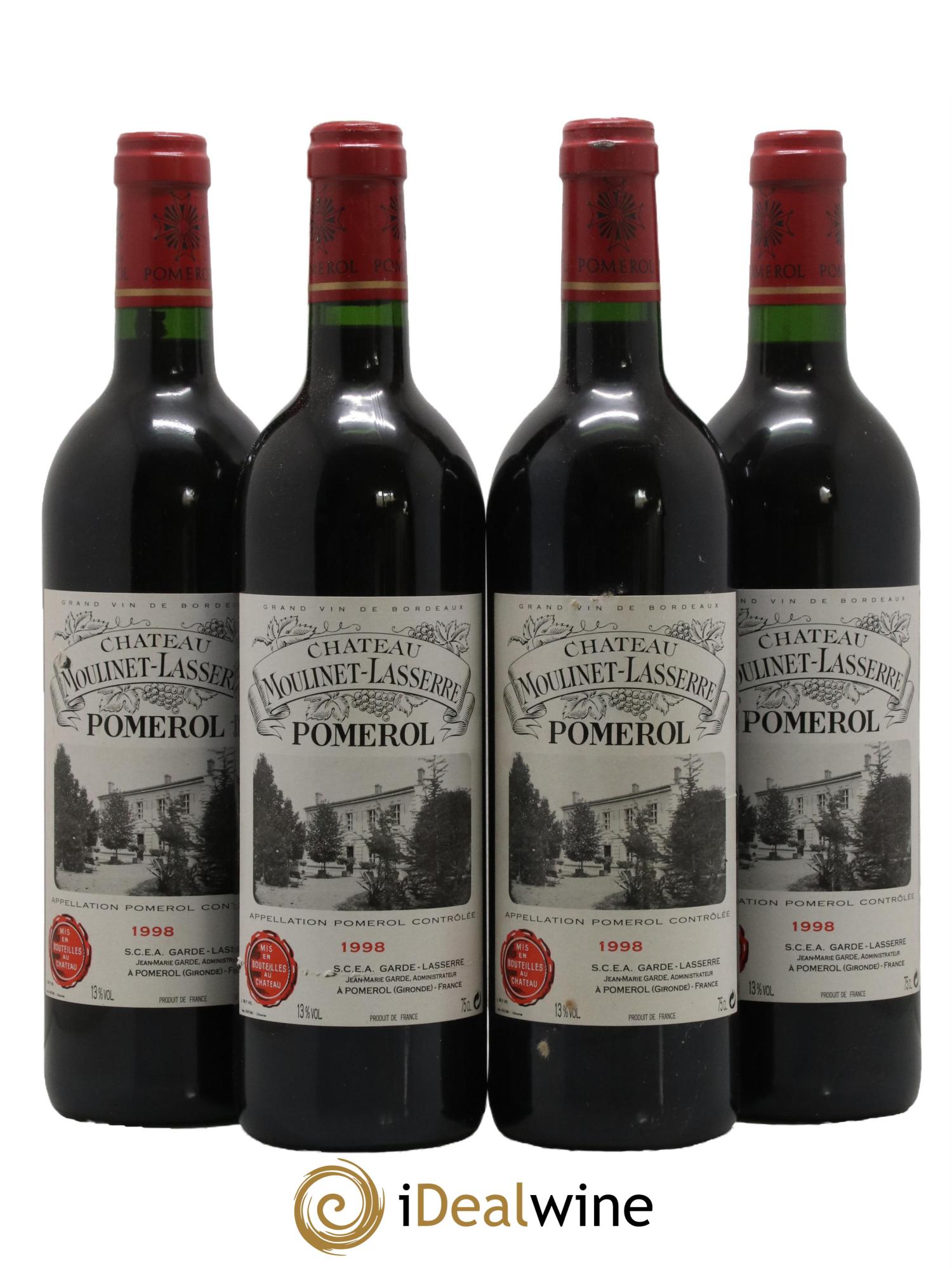 Château Moulinet Lasserre 1998 - Lot de 4 bouteilles - 0