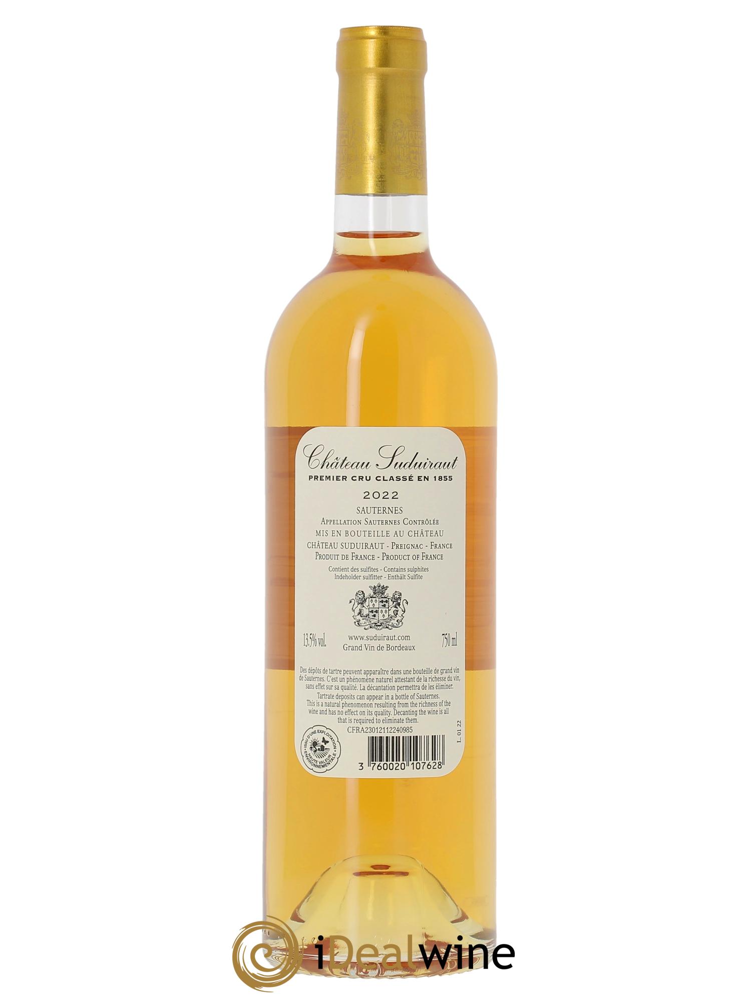 Château Suduiraut 1er Grand Cru Classé (CBO à partir de 3 bts) 2022 - Lot de 1 bouteille - 1