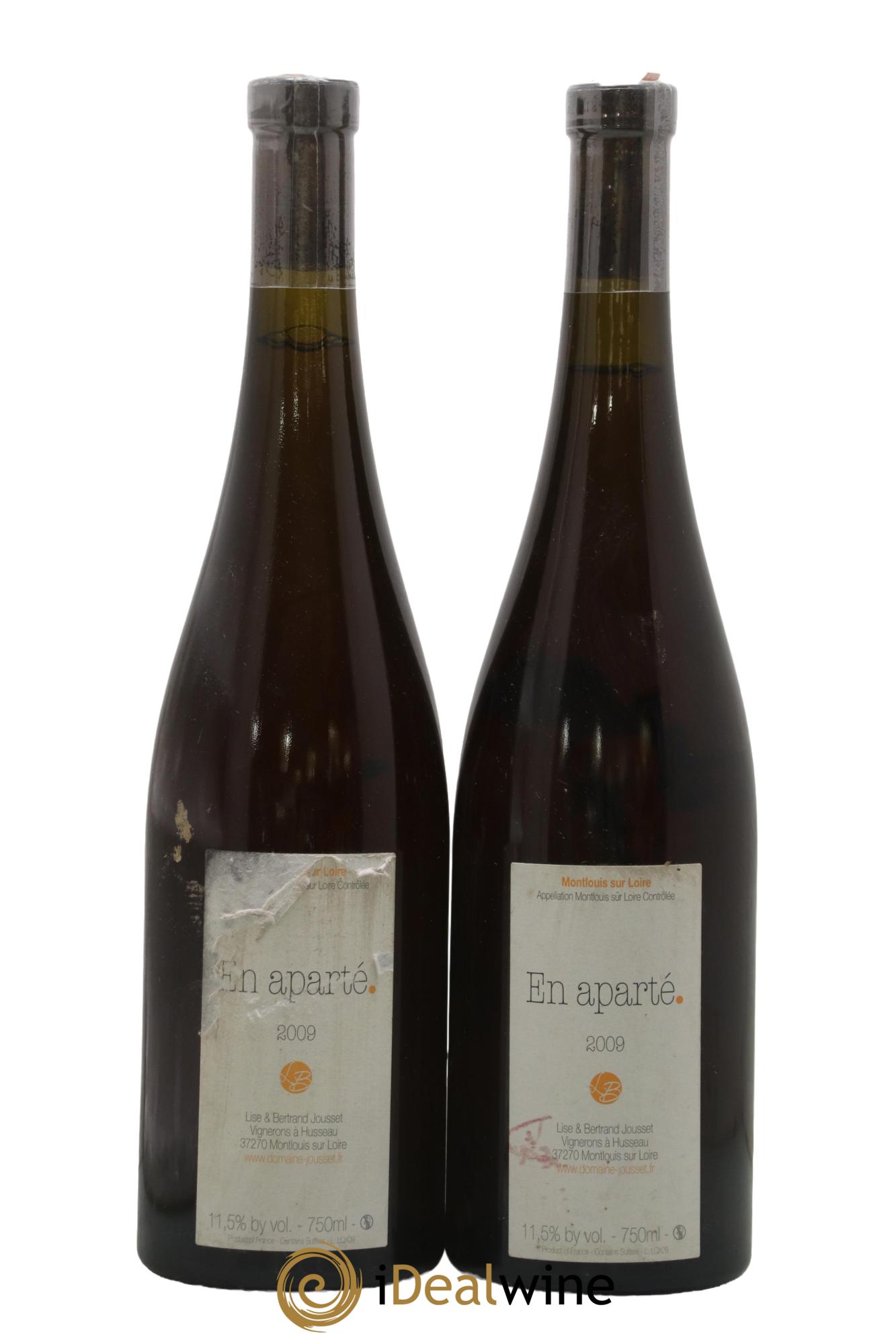 Montlouis-sur-Loire En Apparté Domaine Lise Et Bernard Jousset 2009 - Lotto di 2 bottiglie - 0