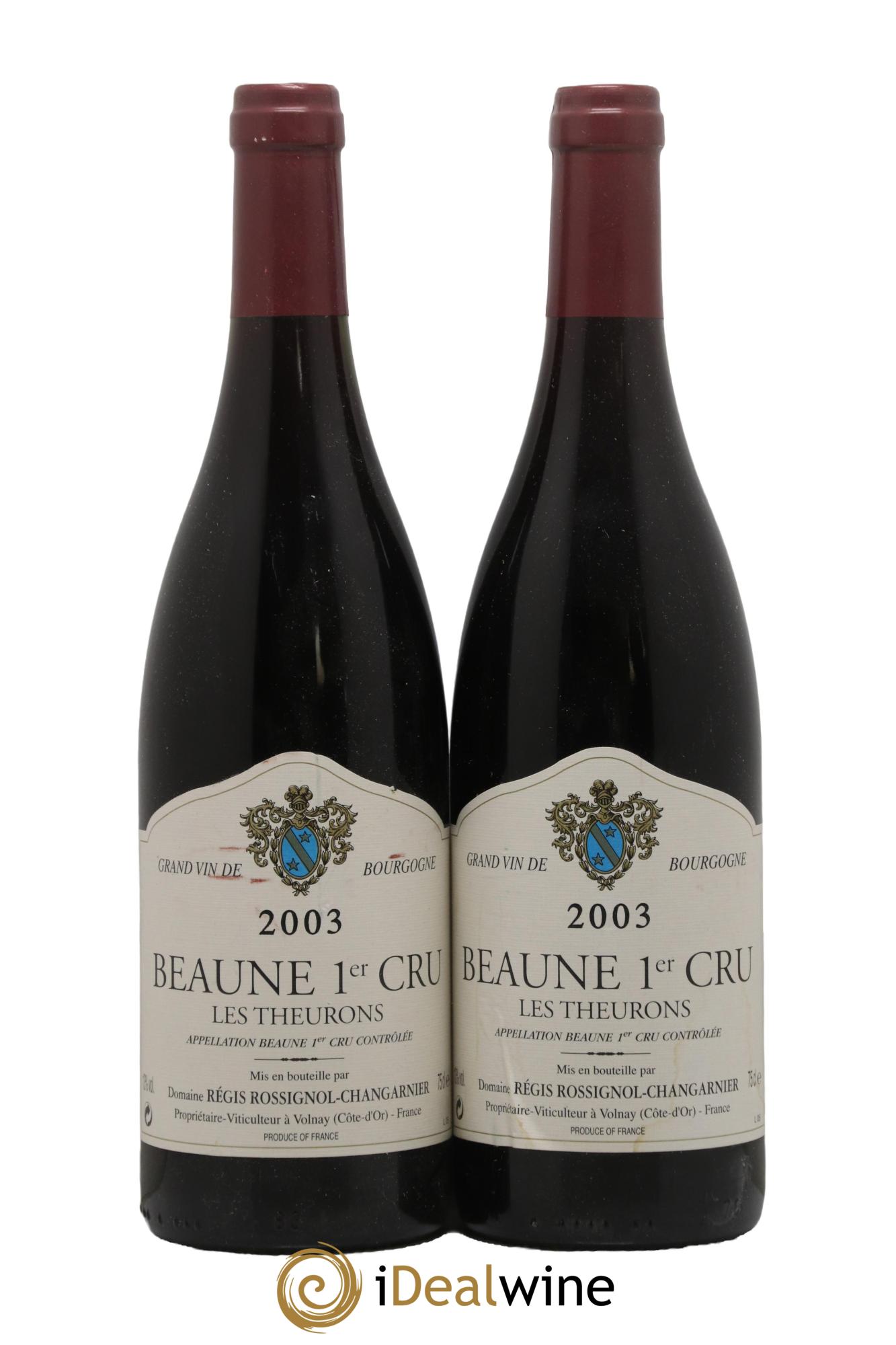 Beaune 1er Cru Les Theurons Régis Rossignol Changarnier 2003 - Lot de 2 bouteilles - 0