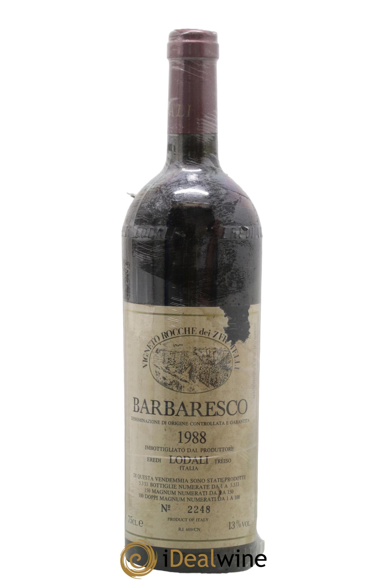 Barbaresco DOCG Vigneto Rocche dei 7 Fratelli Eredi Lodali 1988 - Lot de 1 bouteille - 0