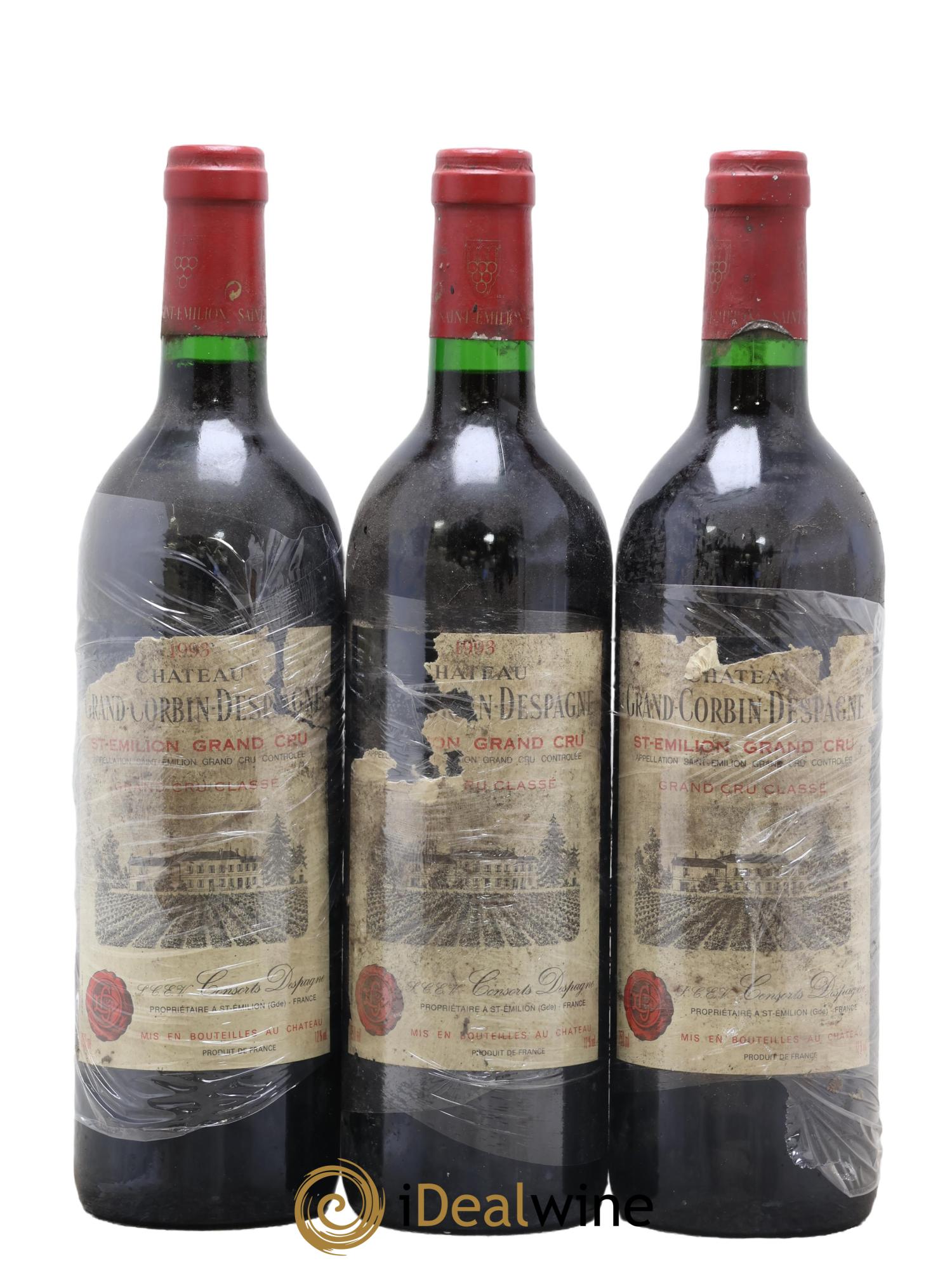 Château Grand Corbin Despagne Grand Cru Classé 1993 - Lot of 3 bottles - 0