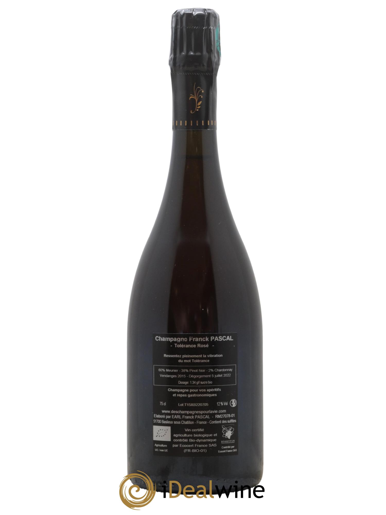 Tolérance Brut Franck Pascal 2015 - Lot de 1 bouteille - 1