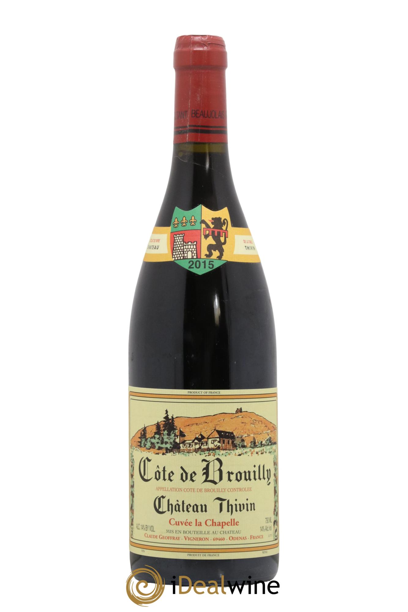Côte de Brouilly Cuvée La Chapelle Château Thivin 2015 - Lot de 1 bouteille - 0
