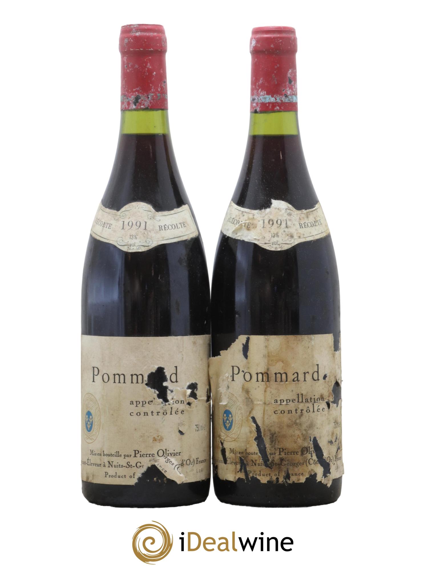 Pommard Domaine Pierre Olivier 1991 - Lot de 2 bouteilles - 0