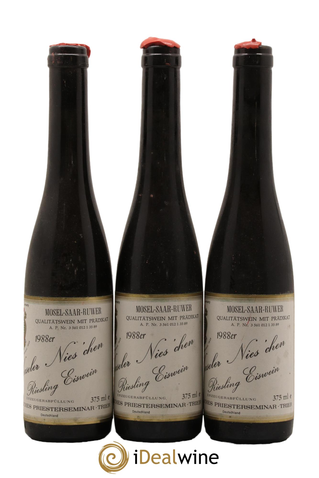 Riesling-Eiswein Bischofliche Priesterseminar Kaseler Nies chen AP 35 1988 - Posten von 3 Demi-Flaschen - 0