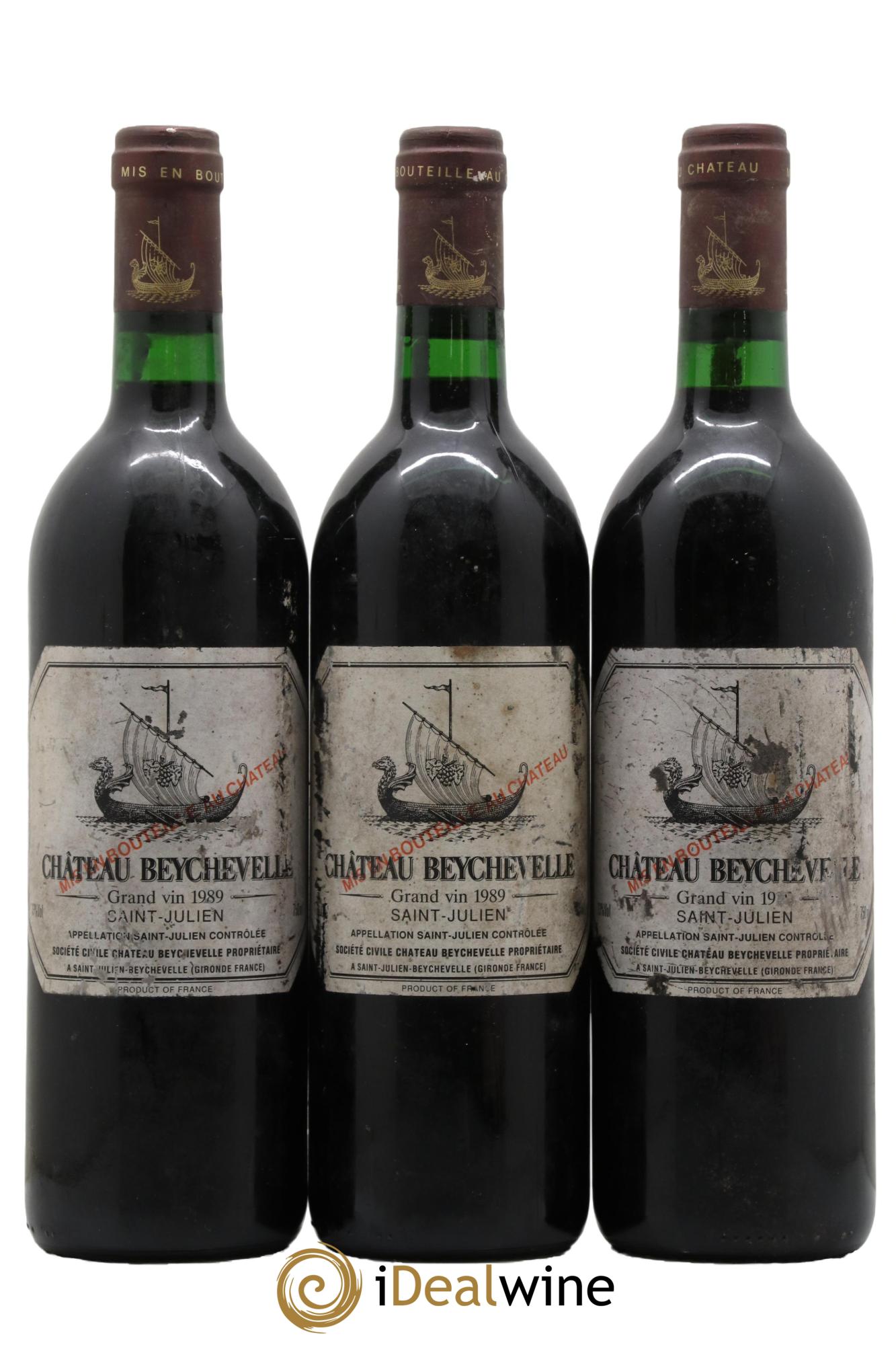 Château Beychevelle 4ème Grand Cru Classé 1989 - Lot de 3 bouteilles - 0