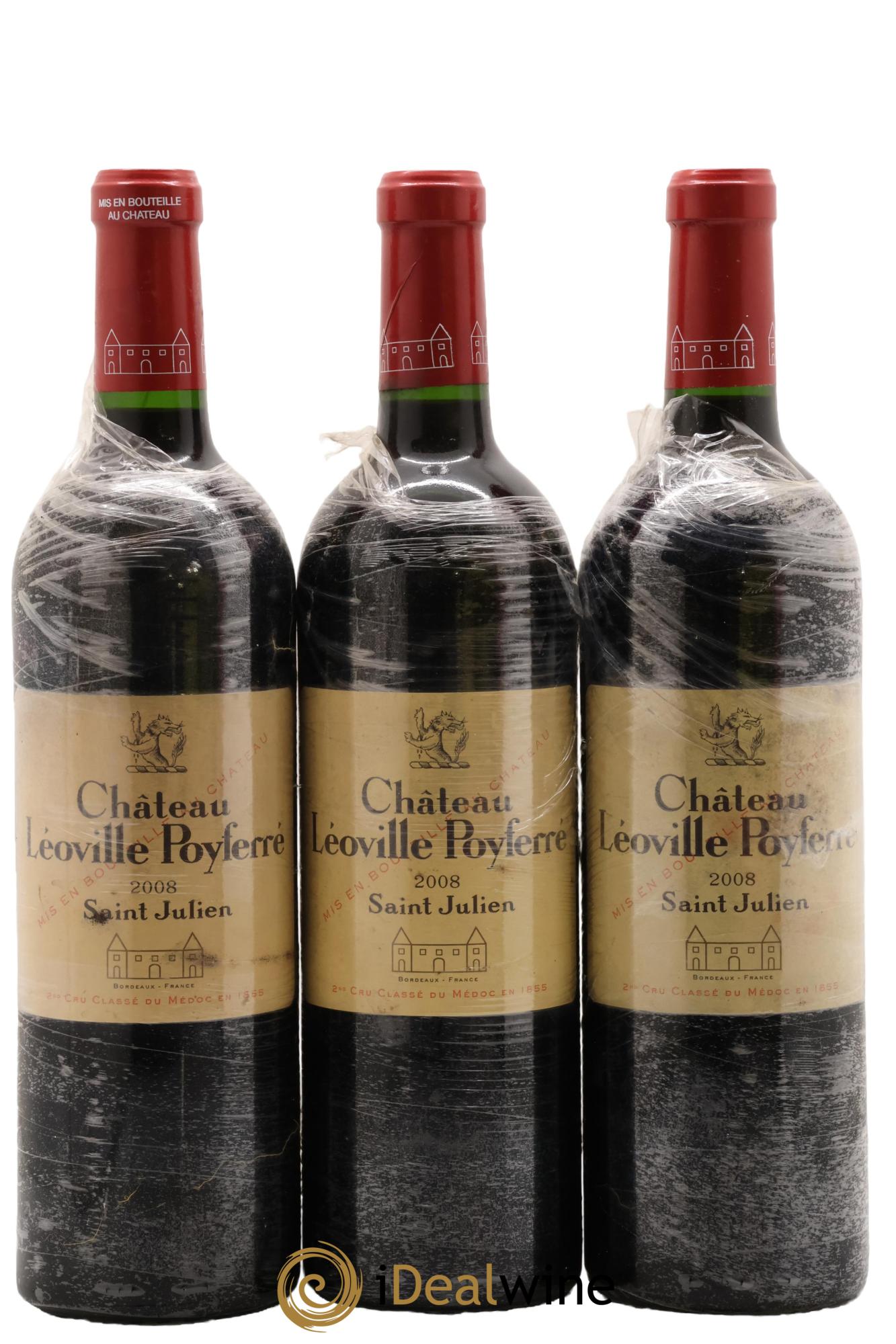 Château Léoville Poyferré 2ème Grand Cru Classé 2008 - Lot of 3 bottles - 0