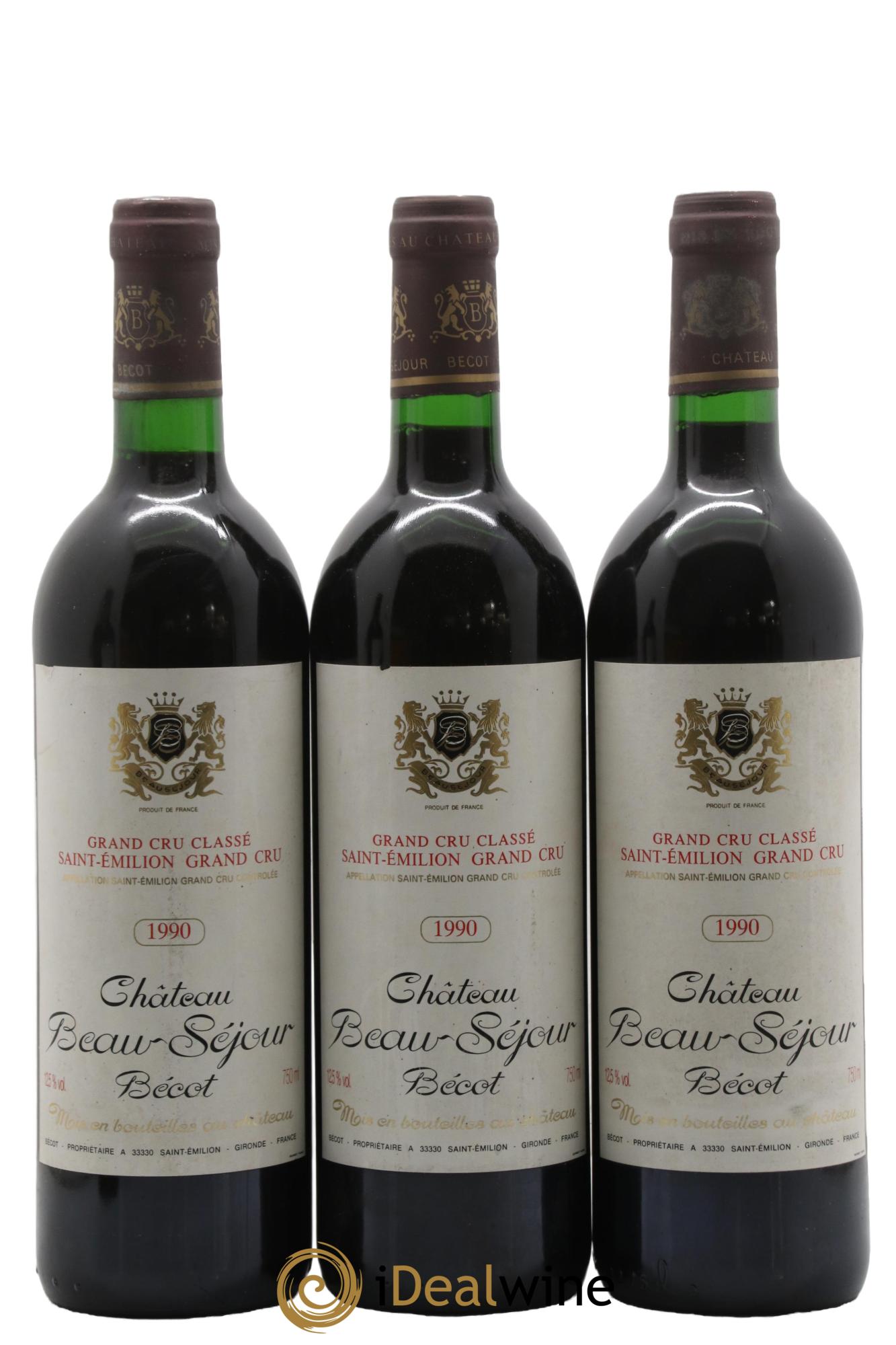 Château Beau-Séjour Bécot 1er Grand Cru Classé B 1990 - Lot de 3 bouteilles - 0