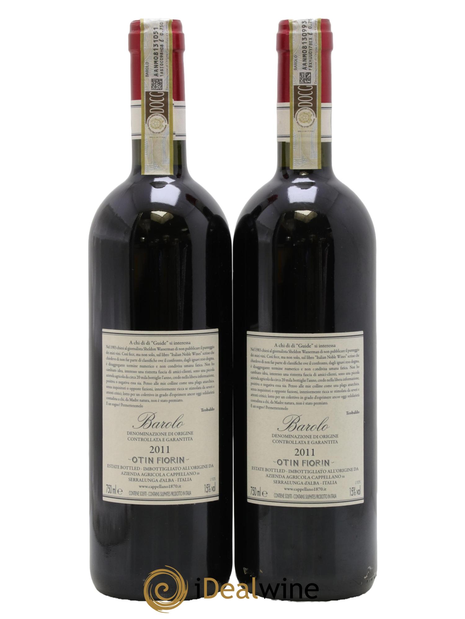 Barolo DOCG Pié Franco Cappellano 2011 - Lot of 2 bottles - 1